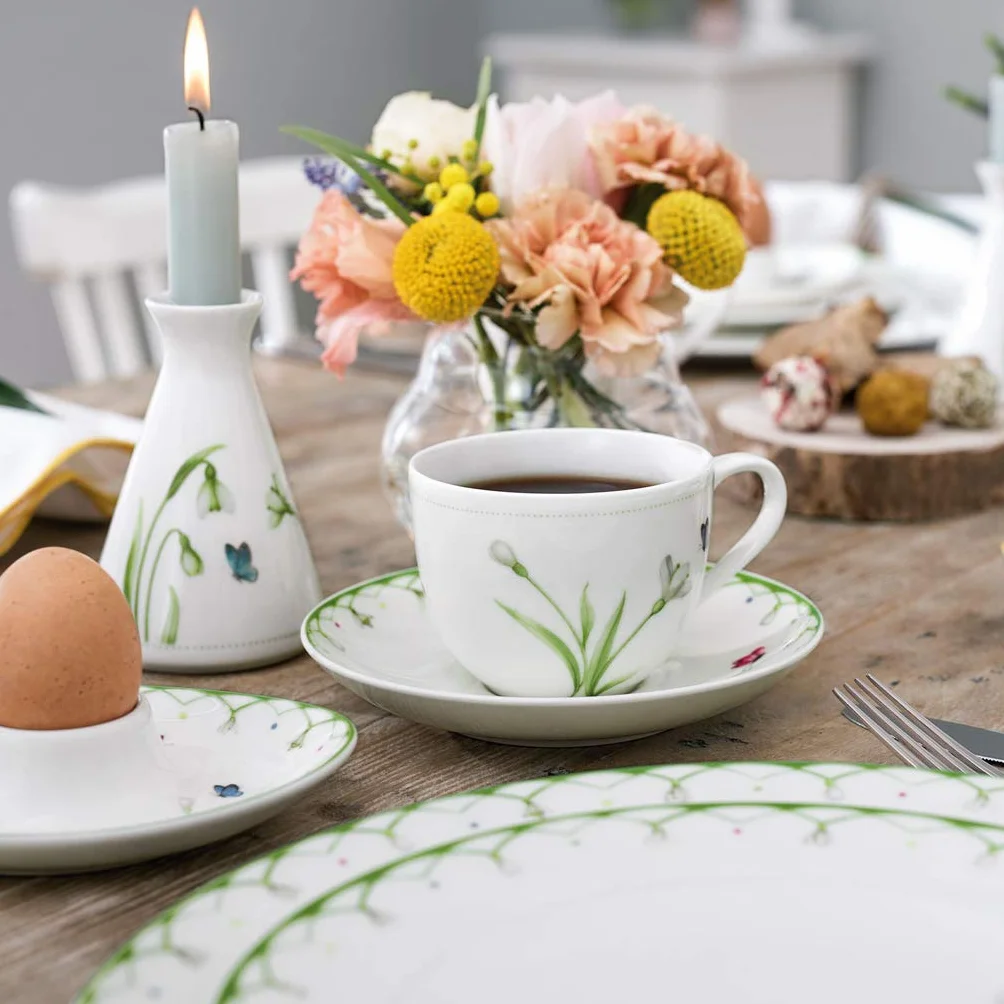 Villeroy & Boch Kolorowy wiosenny spodek, 14 cm, biały/kolorowy, nadaje się do mycia w zmywarce, do kuchenki mikrofalowej, na wiosnę, Wielkanoc, dekoracja wielkanocna, naczynia, porcelana premium