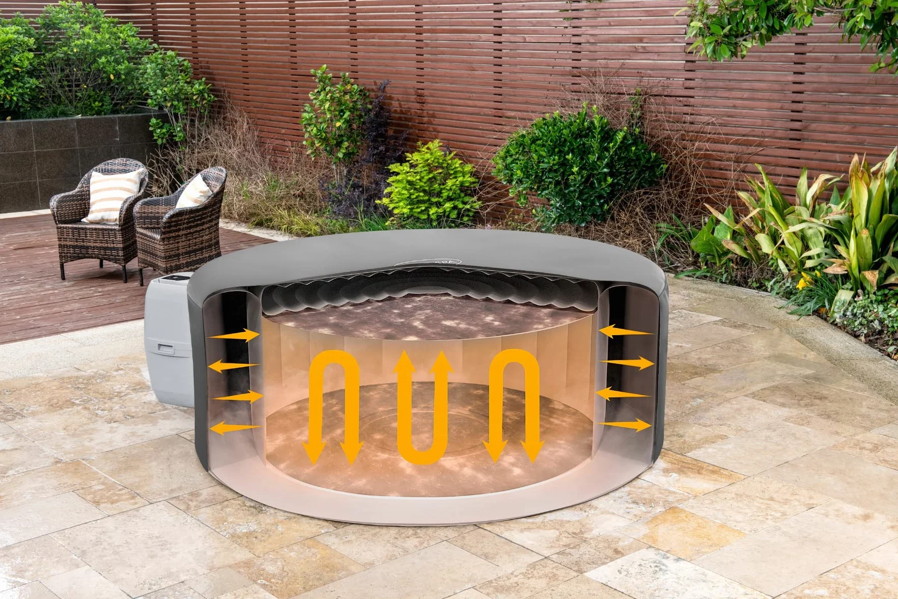 Lay-Z-Spa X Duża okrągła osłona termiczna do wanny z hydromasażem 216 cm x 80 cm, do 40% większa wydajność energetyczna, wodoodporna i odporna na promieniowanie UV, uniwersalne dopasowanie, szara