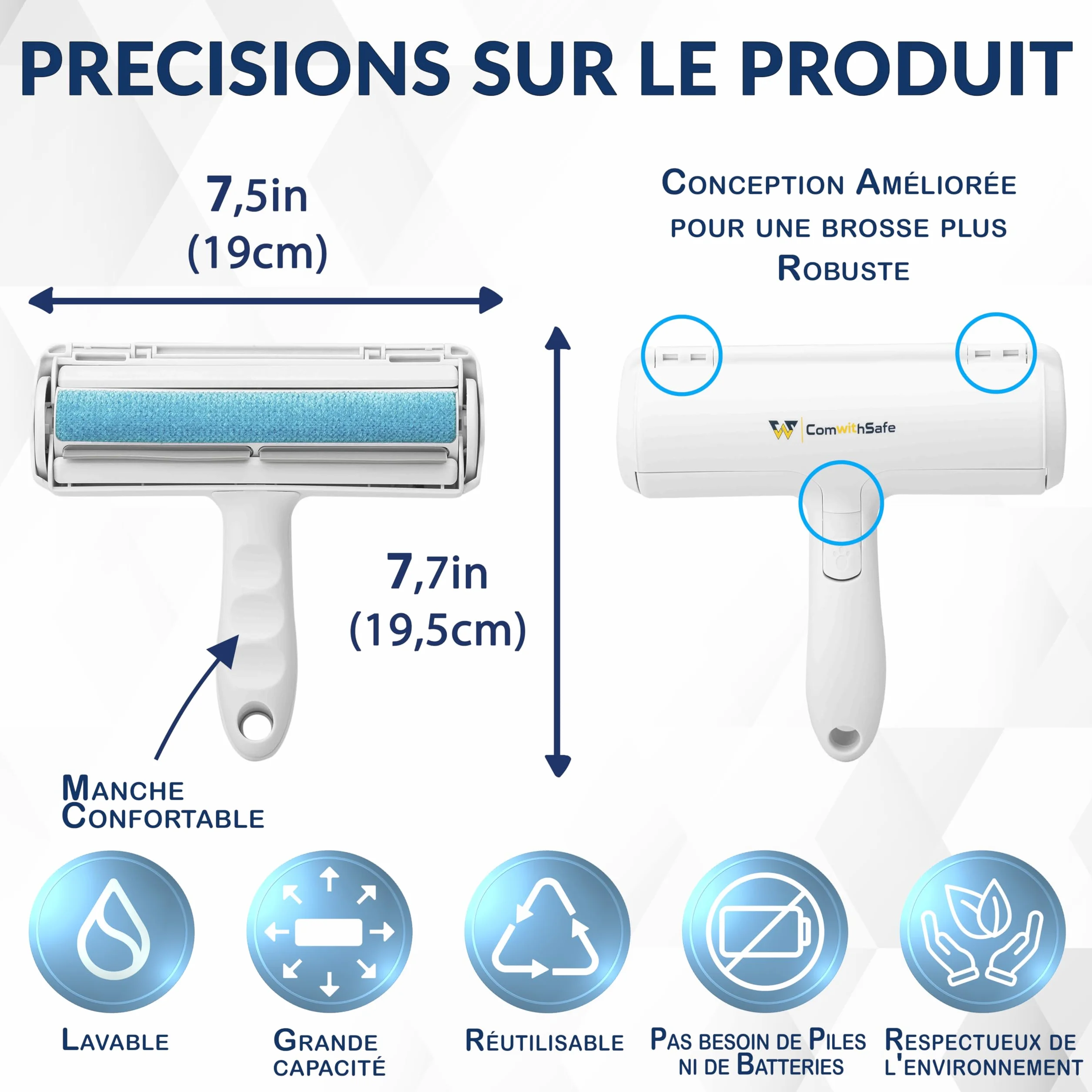 Brosse Anti-Pols Animaux Bleu New