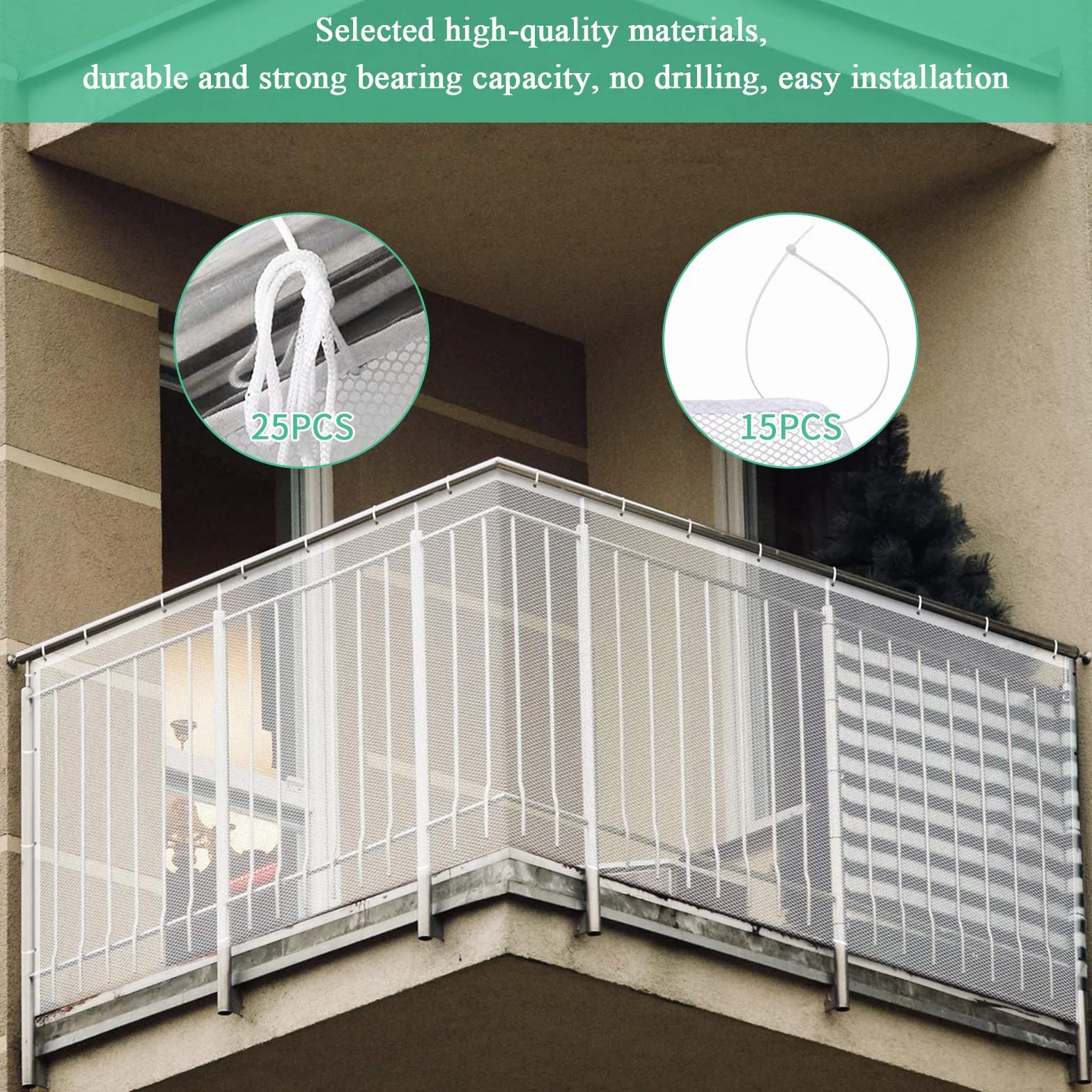 Siatka zabezpieczająca dla dzieci, na balustrady, na balustrady dla dzieci, zabawki, zwierzęta domowe, bezpieczna szyna, siatka ochronna na balkon (118" x 30,7")