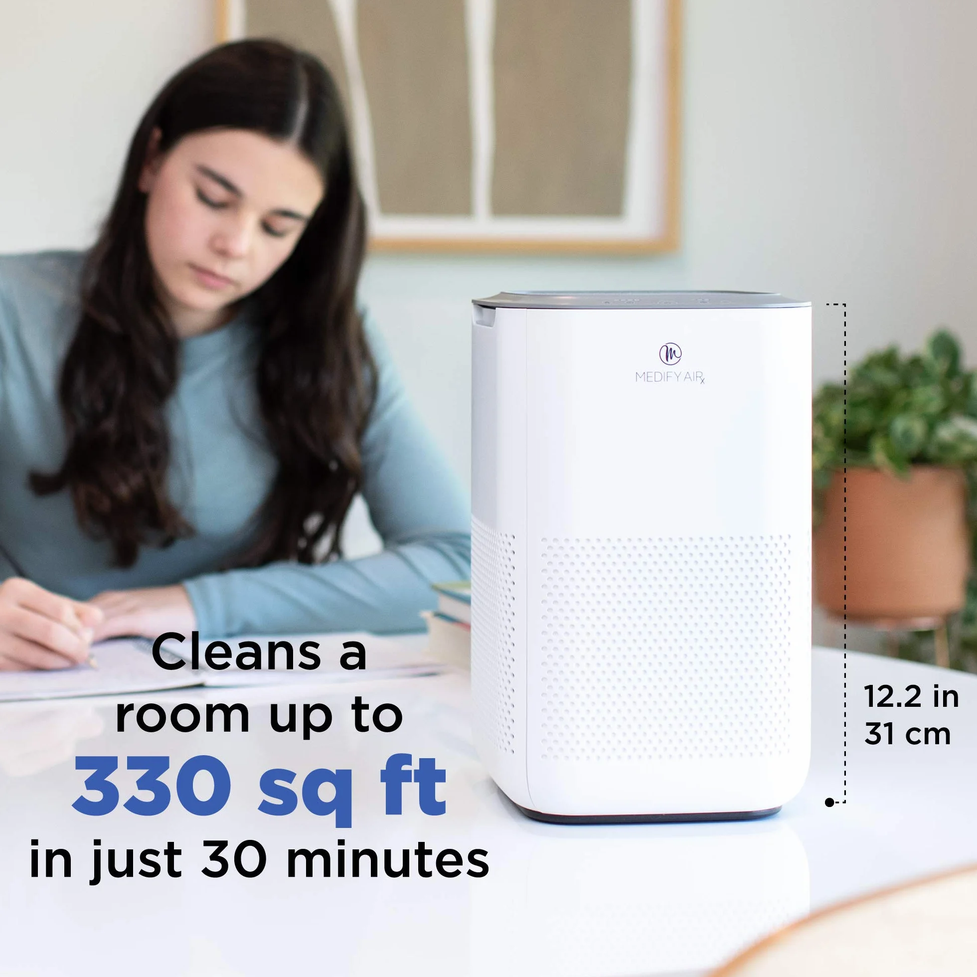 Medify MA-15 oczyszczacz powietrza z filtrem H13 True HEPA, zasięg 30 m², dla alergenów, dymu, palaczy, kurzu, zapachów, pyłków, sierści zwierząt domowych, ciche usuwanie 99,9% do 0,1 mikrona, biały