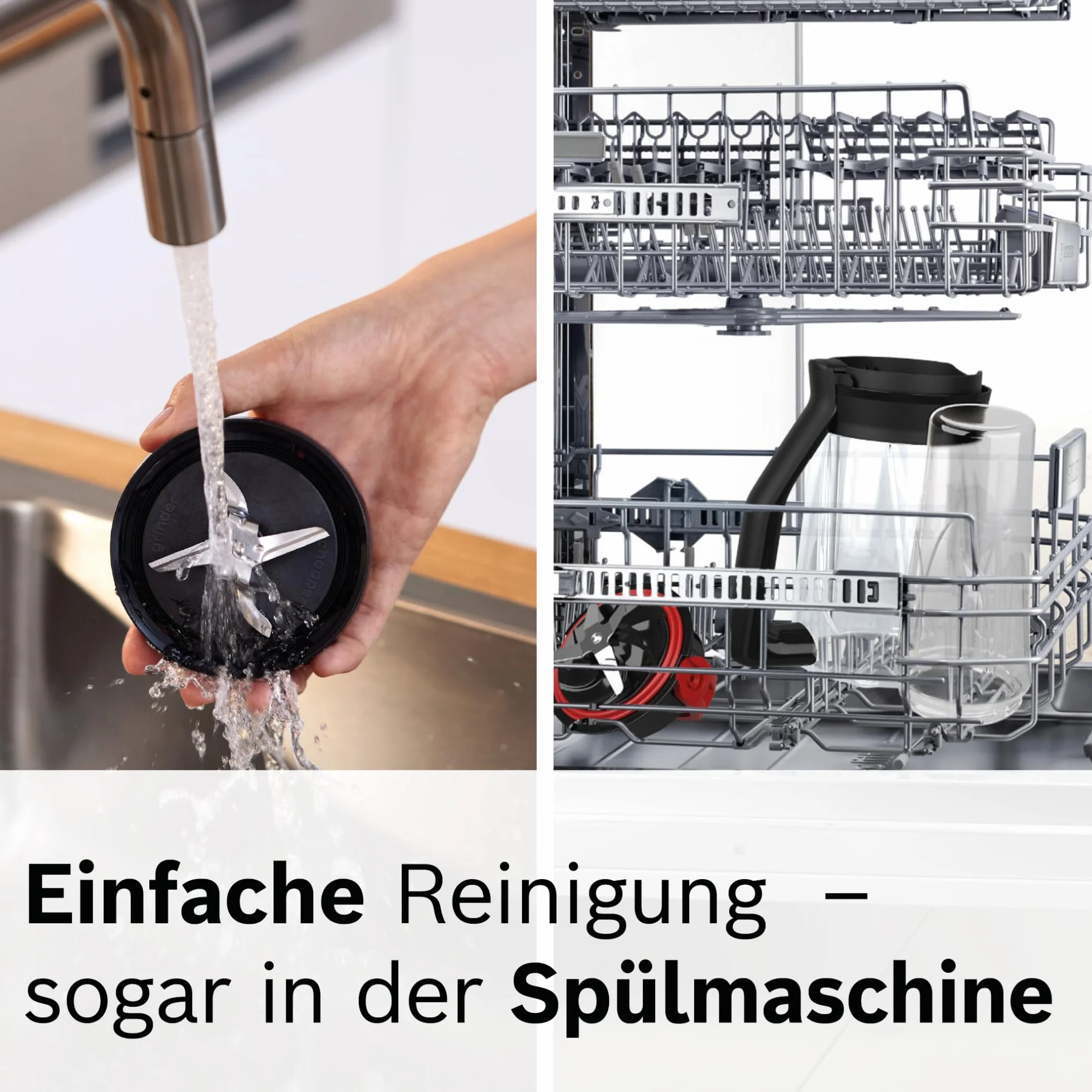 Bosch VitaPower seria 4 MMB6174S, wysokiej jakości ostrza ze stali nierdzewnej, szklany pojemnik 1,5 l, butelka na wynos 0,6 l, części nadające się do mycia w zmywarce, 30 000 obr./min, 1200 W,