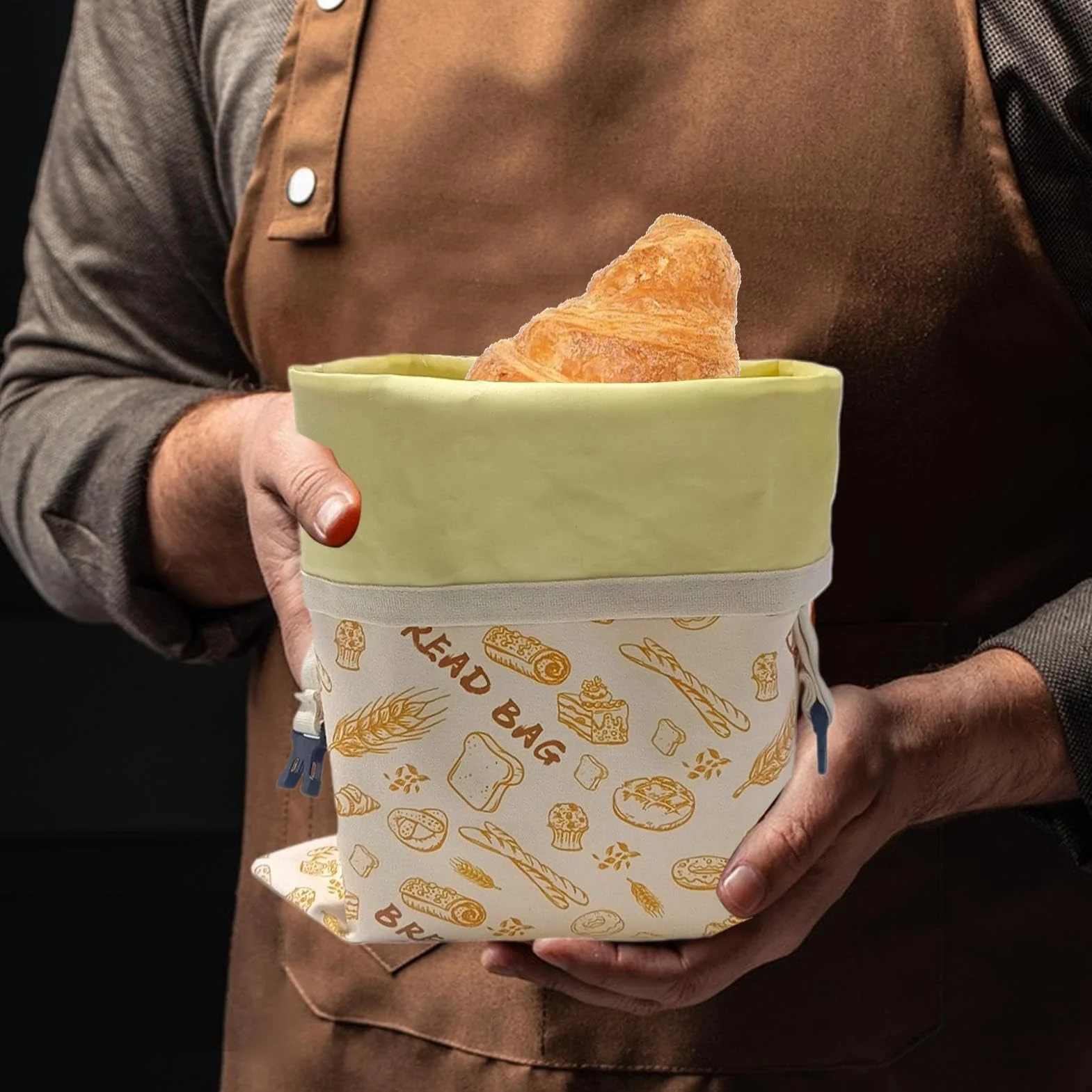 Beeswax Bread Bag, Cotton Freezer Storage, Reusable Loaf Container, Breathable Natural Fabric, Food Preservation Solution, Ideal for Bakery Kitchen Freezer Use, 11.81x15.35 Inches
