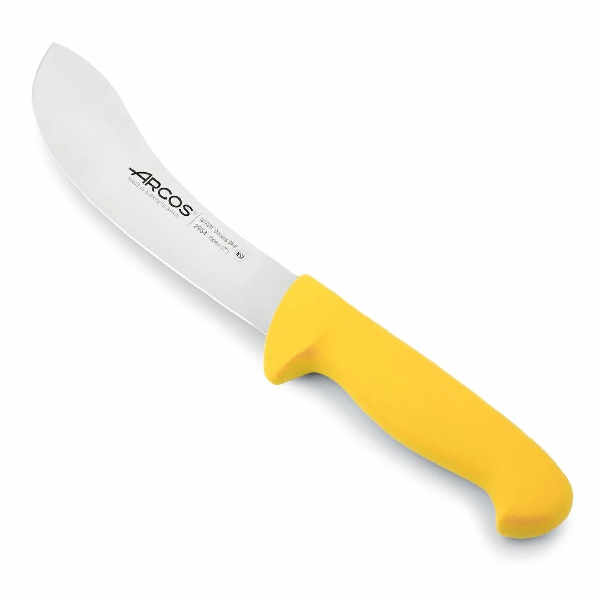 Arcos 295400 seria 2900 skórka nóż nóż nitrm 190 mm (7,48 cala) - uchwyt polipropylenowy żółty kolor, stal nierdzewna 18/8
