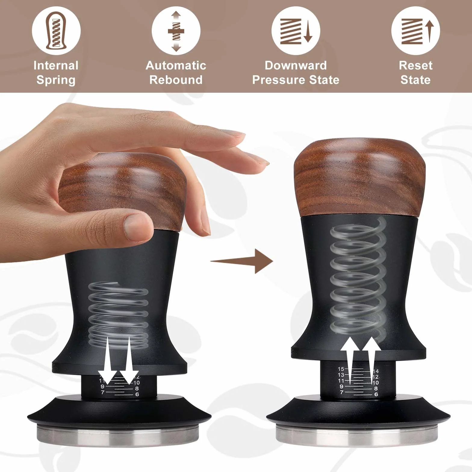 Zestaw Espresso 51 mm 3 w 1, tamper 51 mm z drewnianym uchwytem | Kompletny zestaw: Tamper 51mm, WDT, silikonowa mata do domowej kawy