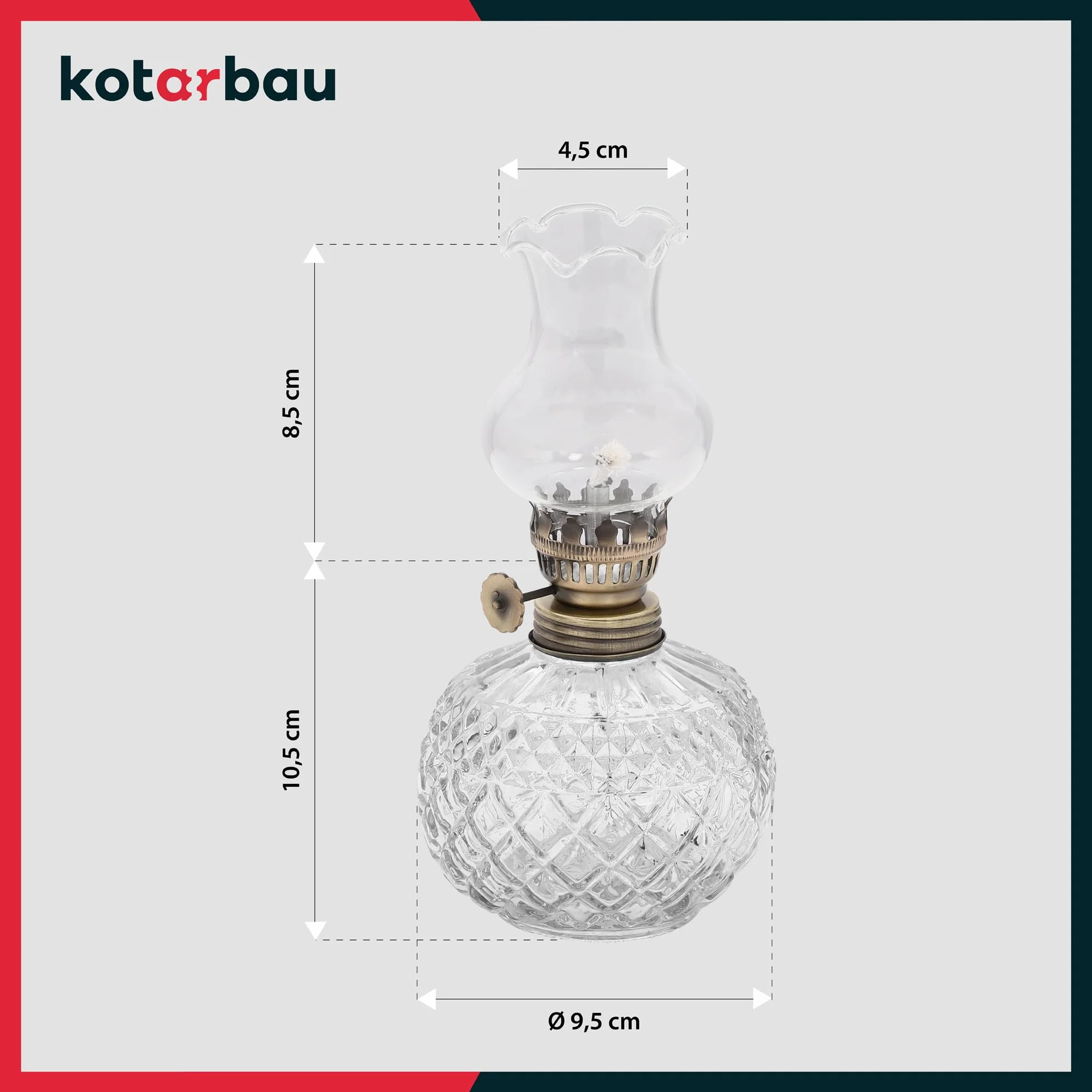 KOTARBAU Lampa naftowa mini 19 cm Szkło