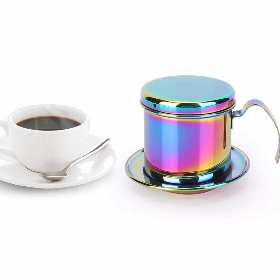 Fdit Kolorowy, wietnamski zestaw filtrów do kawy ze stali nierdzewnej podlej kawą wietnamski ekspres do kawy Phin Infuser Coffee Drip Brewer opakowanie wielokrotnego użytku