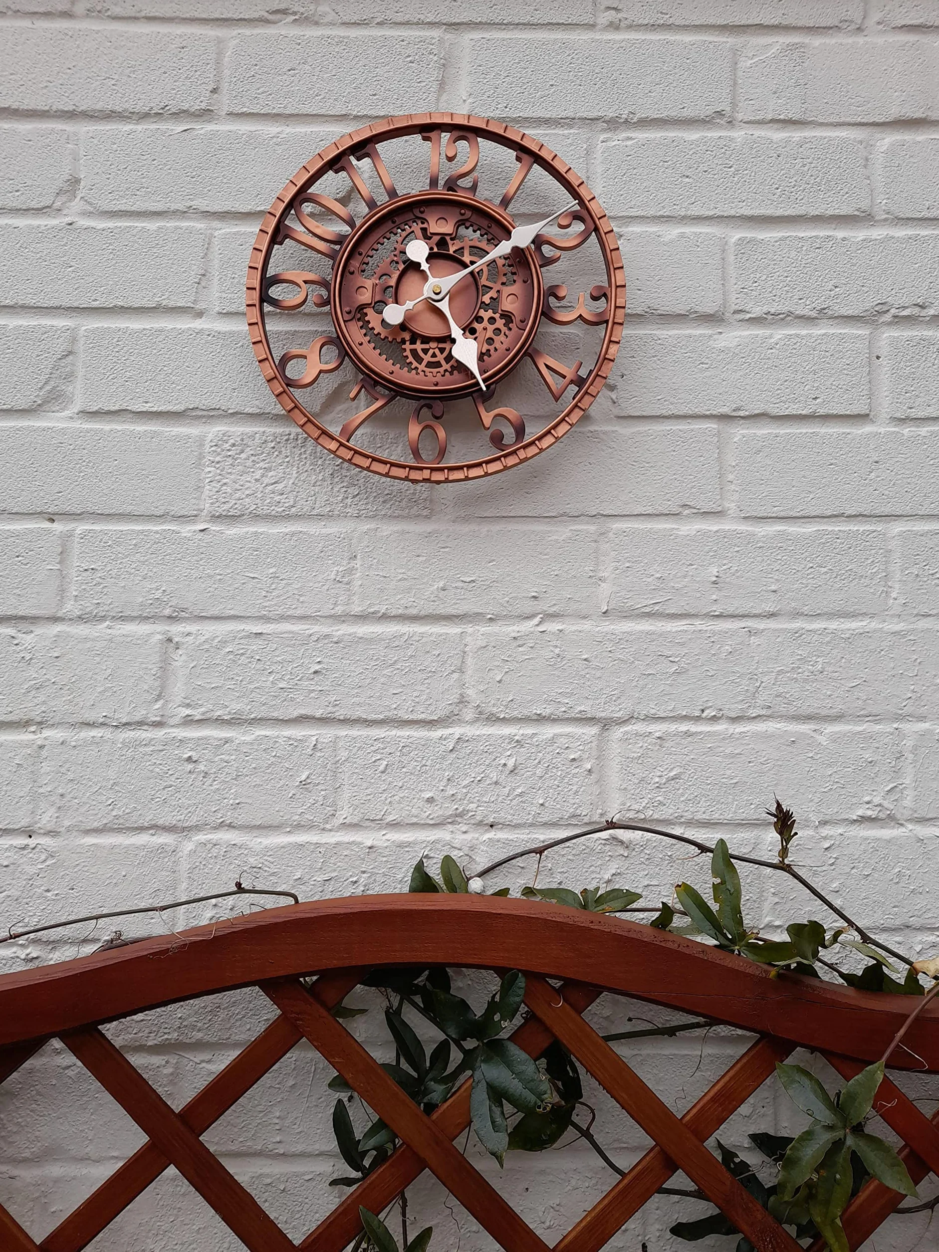 Zewnętrzny zegar ścienny, zegar ogrodowy, wodoodporny zegar 30 cm, kwarcowe zegary na baterie, retro dom kuchnia salon dekoracyjne zegary - niecichy (miedziany)