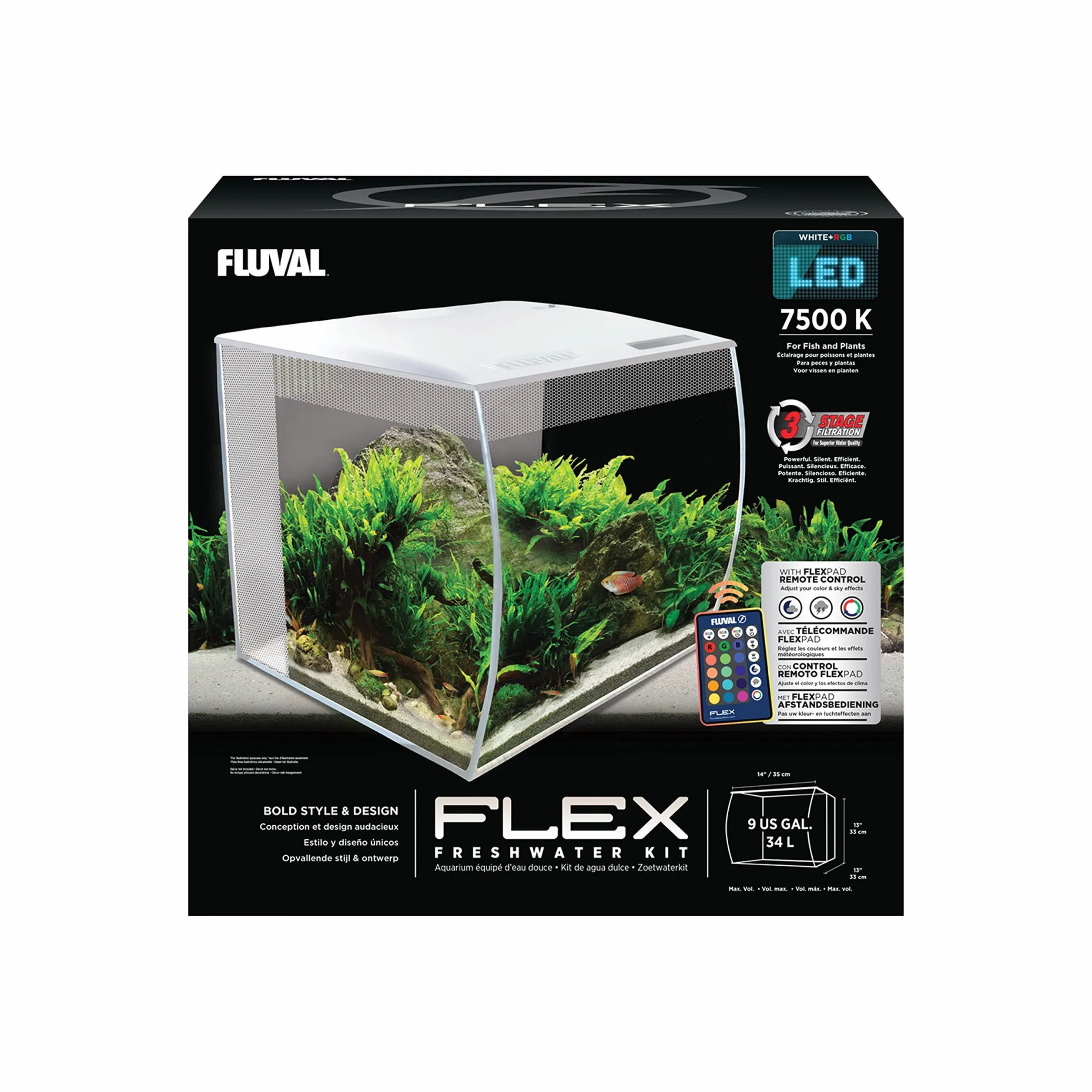 Fluval 15005 Flex 34 zestaw akwarium, biały, rozmiar L