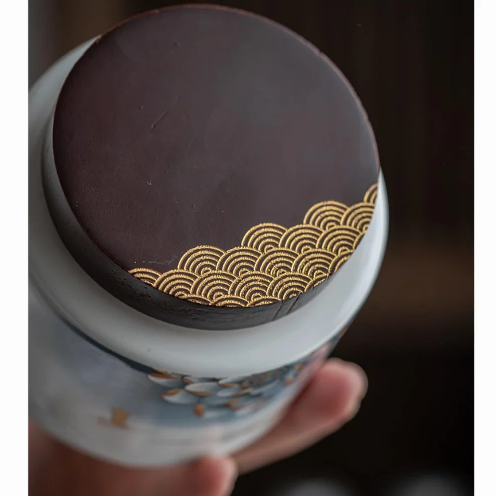 Ceramiczny pojemnik na herbatę, ceramiczny słoik do przechowywania herbaty, kuchenny słoik z zamknięciem, słoik na przekąski, słoik na słodycze, chiński zestaw do herbaty w stylu retro, podwójny sło