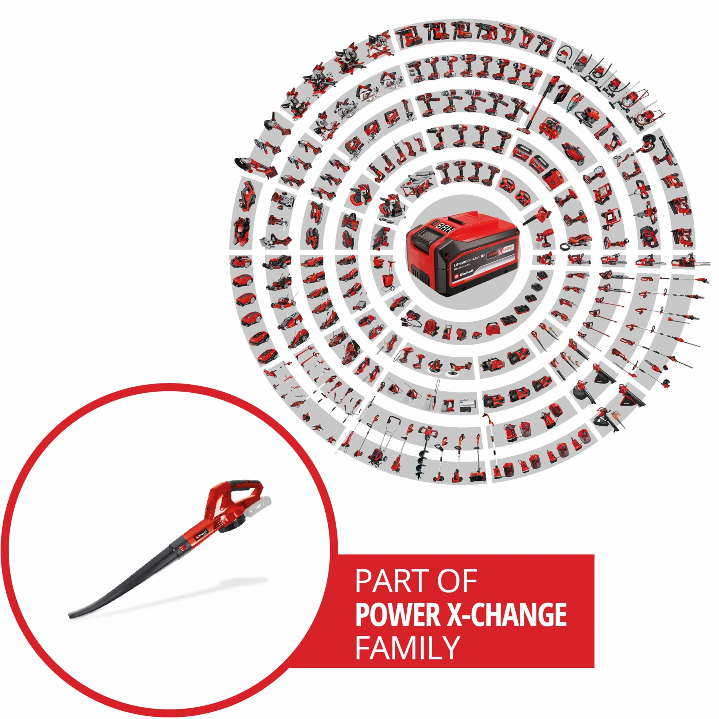 Einhell Akumulatorowa dmuchawa do liści GC-CL 18 Li E-Solo Power X-Change (Li-ion, 18 V, prędkość nadmuchu 210 km/h, uchwyt Softgrip, elektroniczna regulacja prędkości, bez akumulatora i ładowarki)
