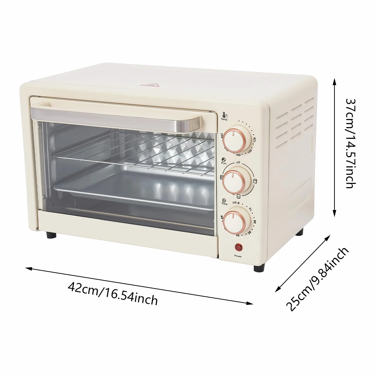 Mini piekarnik, 22 l, 1000 W, z patelnią do grillowania i rusztem do grillowania, mini piekarnik do pizzy z regulacją temperatury (120°C-250°C), 4 rury grzewcze, mini piekarnik na imprezy, dla rodzin