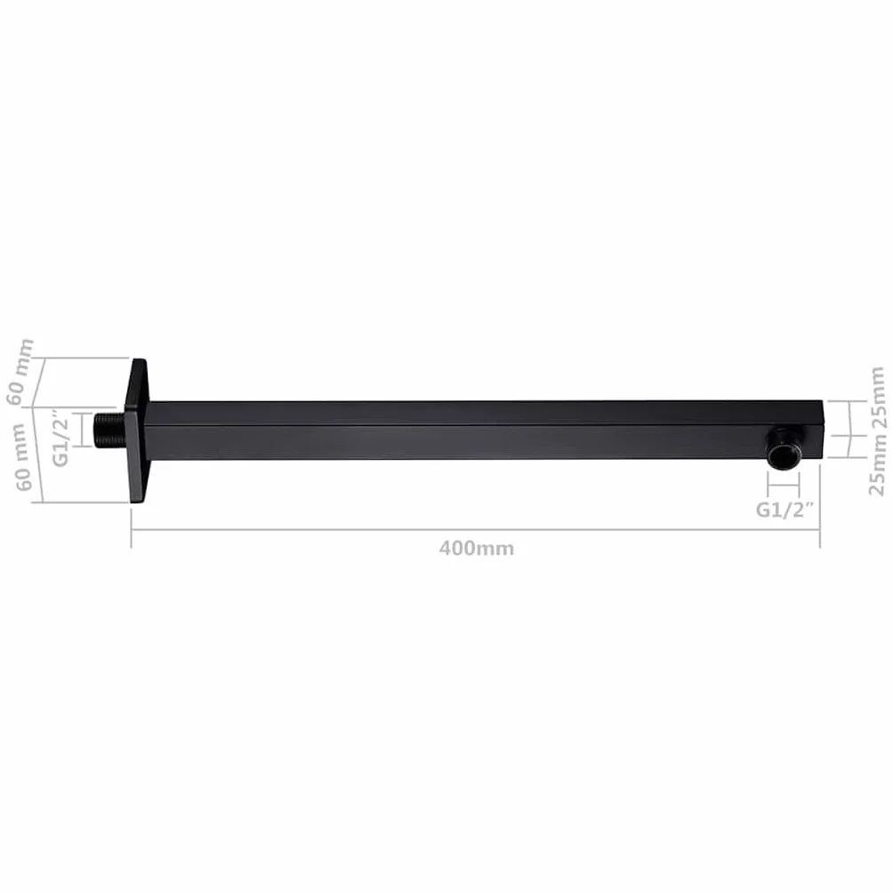 vidaXL Ramię do deszczownicy, kwadratowe, stal 201, czarne, 40 cm