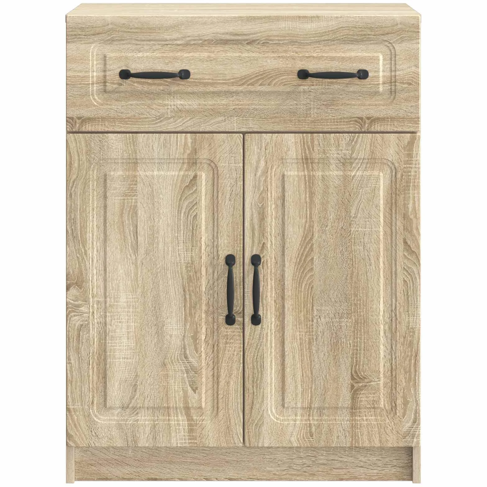 Générique Drewniany bufet inżynieryjny 66 x 34,5 x 87 cm, nowoczesny mebel do przechowywania z drzwiami i szufladami, prostokątny design, do salonu lub jadalni