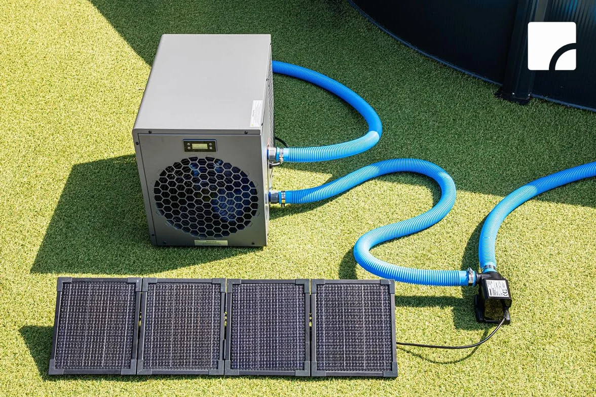 Steinbach Pompa cyrkulacyjna z panelem PV – 040613 – wydajność pompy 3000 l/h – do basenów o pojemności wody do 19 000 l – z dołączonym składanym panelem PV 30 W