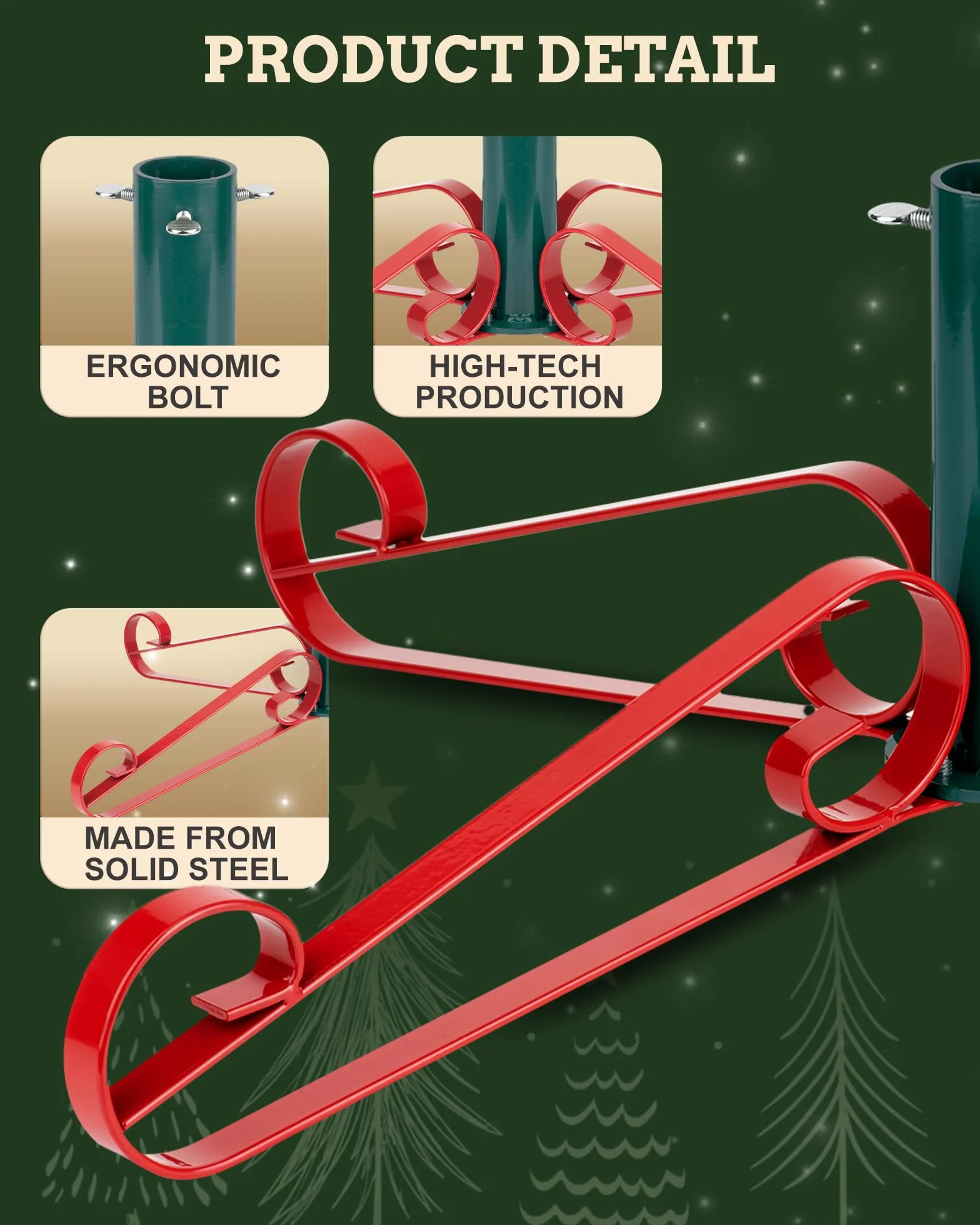 PUDO Stojak na choinkę, stojak na choinkę: Grace Artificial Christmas Tree Stand zielony i czerwony