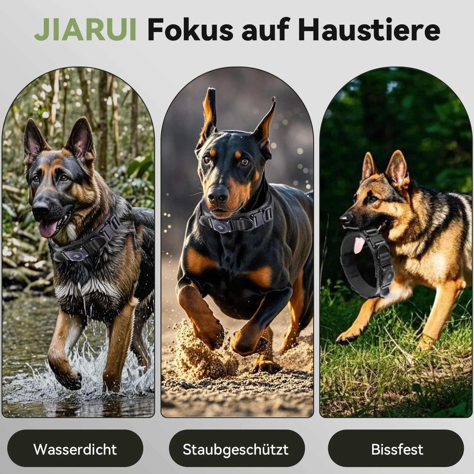 DE AirTag Tactical Dog Collar 2.0 JL M czarny M 15"-19"