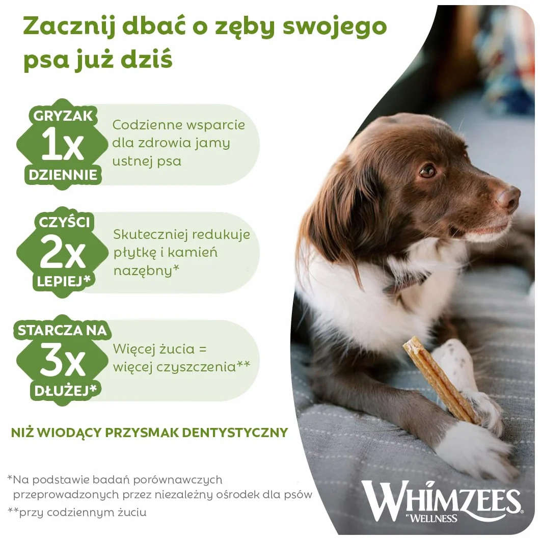 WHIMZEES Stix L, Opakowanie Miesięczne, 30 Sztuk – Rozmiar L, Gryzaki Dentystyczne dla Dużych Psów, Naturalne, Bezzbożowe, Bez Dodatku Cukru