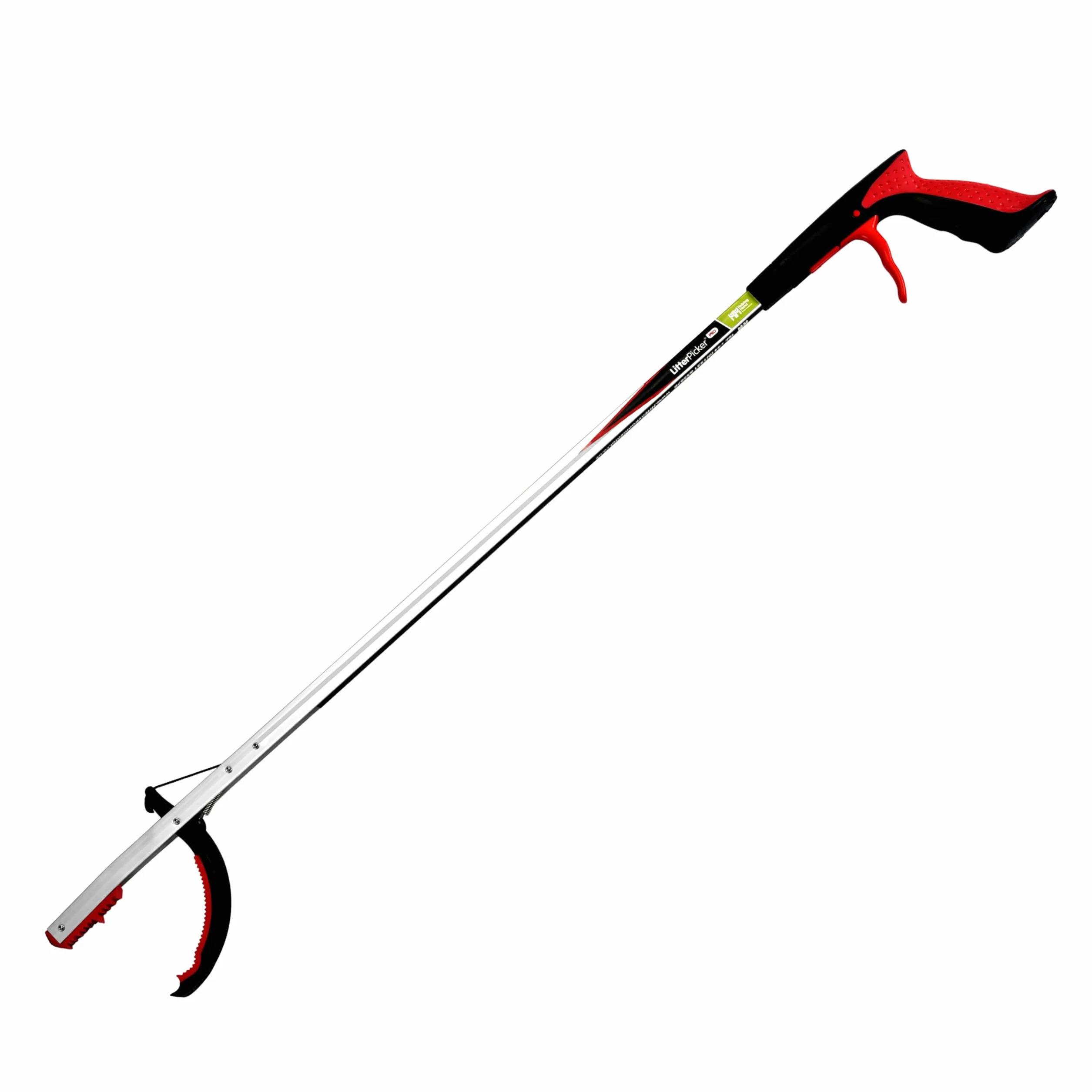 The Helping Hand Company Chwytak do miotu PRO 85 cm, wytrzymały zbieracz śmieci z bezpiecznym, wygodnym uchwytem, zbieraczem śmieci i liści, czerwony/srebrny