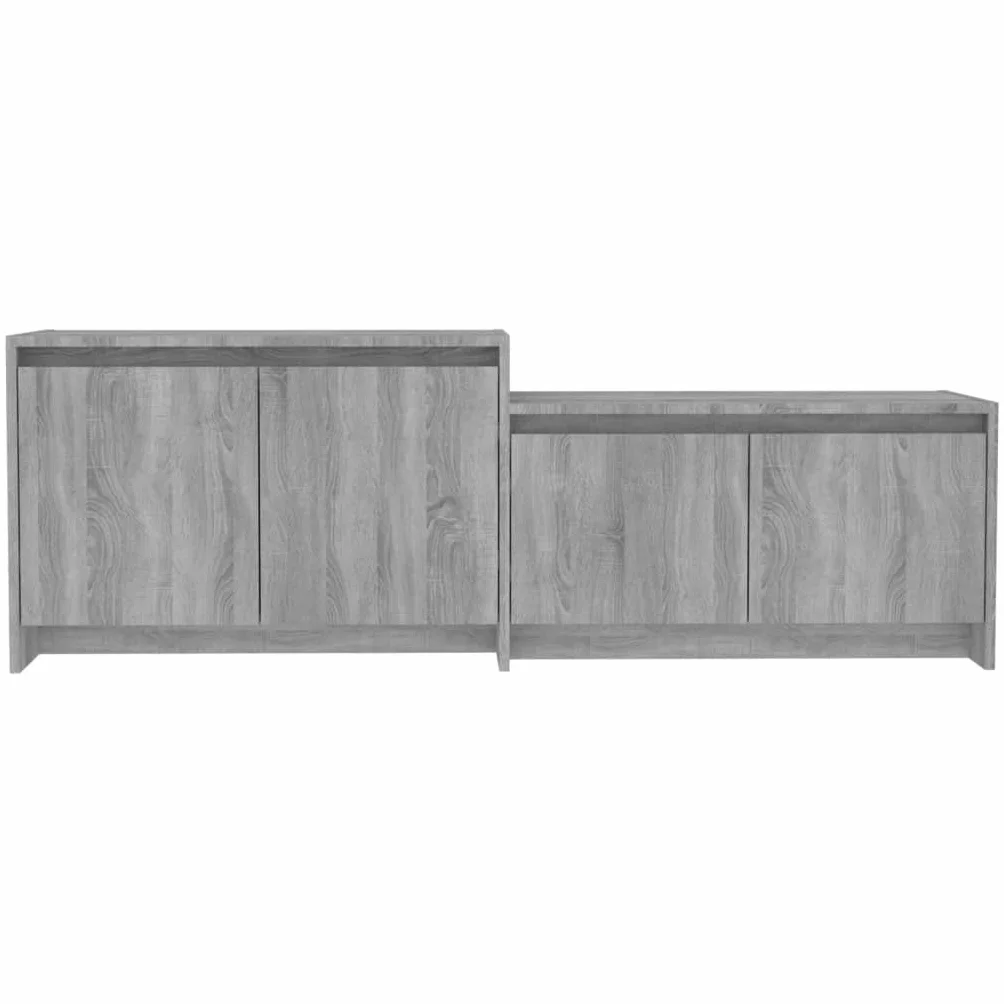 Hothingwell Sonoma szafka pod telewizor szara 146,5x35x50 cm drewno inżynieryjne | 4 drzwi, 2 sztuki do montażu, przechowywanie DVD i konsoli, łatwe czyszczenie