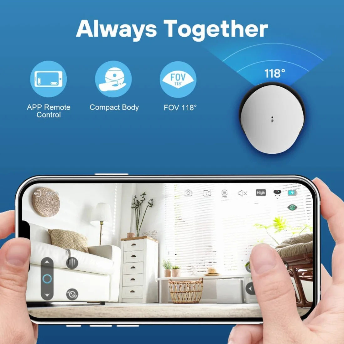 Enabot Bezprzewodowa kamera do monitoringu wewnątrz, 1080p, mobilna kamera kopułkowa, Wi-Fi IP z 2-kierunkowym dźwiękiem, podczerwień, Auto-Cruise, zdalny dostęp, gniazdo na kartę SD
