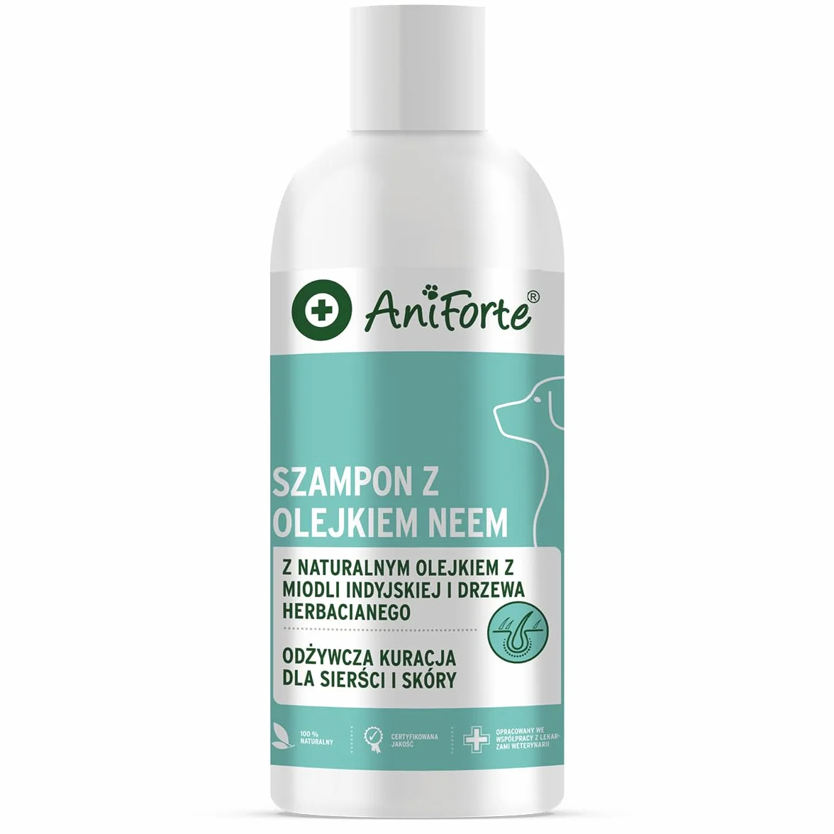 AniForte Neemoil szampon dla psów 500 ml przeciw swędzeniu, roztoczom, pchłom, kleszczom