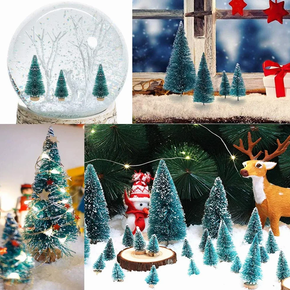 (3,5/4,5/6,5/8,5 cm) 50 szt. mini choinka sztuczna choinka stół choinka mała choinka choinka choinka choinka mała choinka z efektem śniegu, zielona dekoracja bożonarodzeniowa Boże Narodzenie dekoracja stołu majsterkowanie okno wystawowe