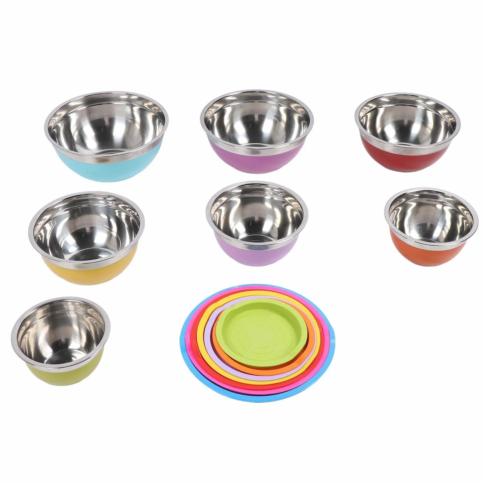 7PCS Miski z pokrywkami ze stali nierdzewnej plastikowe plastikowe miski gniazdowe Sałatkowe pojemnik na pokarm do pieczenia przygotowywanie porcji