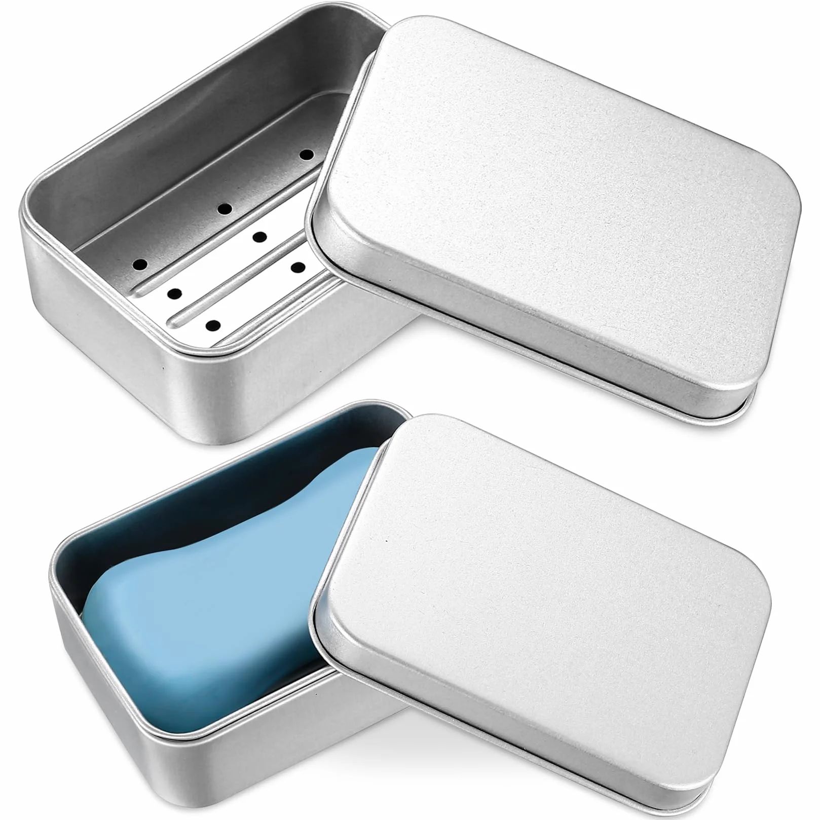 2 szt. etui podróżnych na mydło, aluminiowa mydelniczka 150 ml, etui podróżne na mydło, metalowa mydelniczka, podróżny pojemnik na mydło, szczelna mydelniczka, puszka na mydło z odpływem i