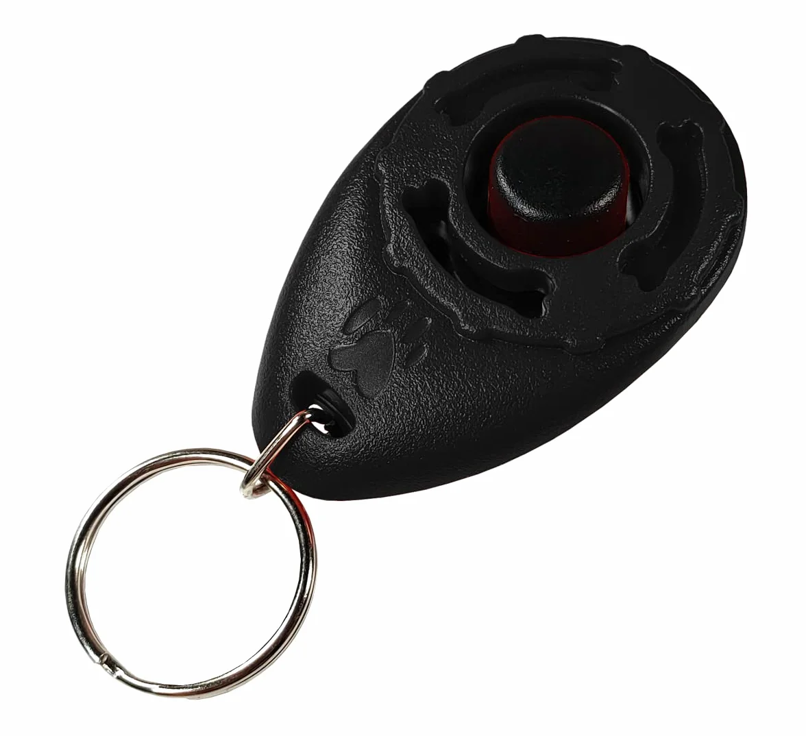Clicker dla psów z brelokami, szkolenia i szkolenia, Dog Training - Pies, Kot, Koń – Łatwy uchwyt, Trenuj prawidłowe zachowanie (czarny)