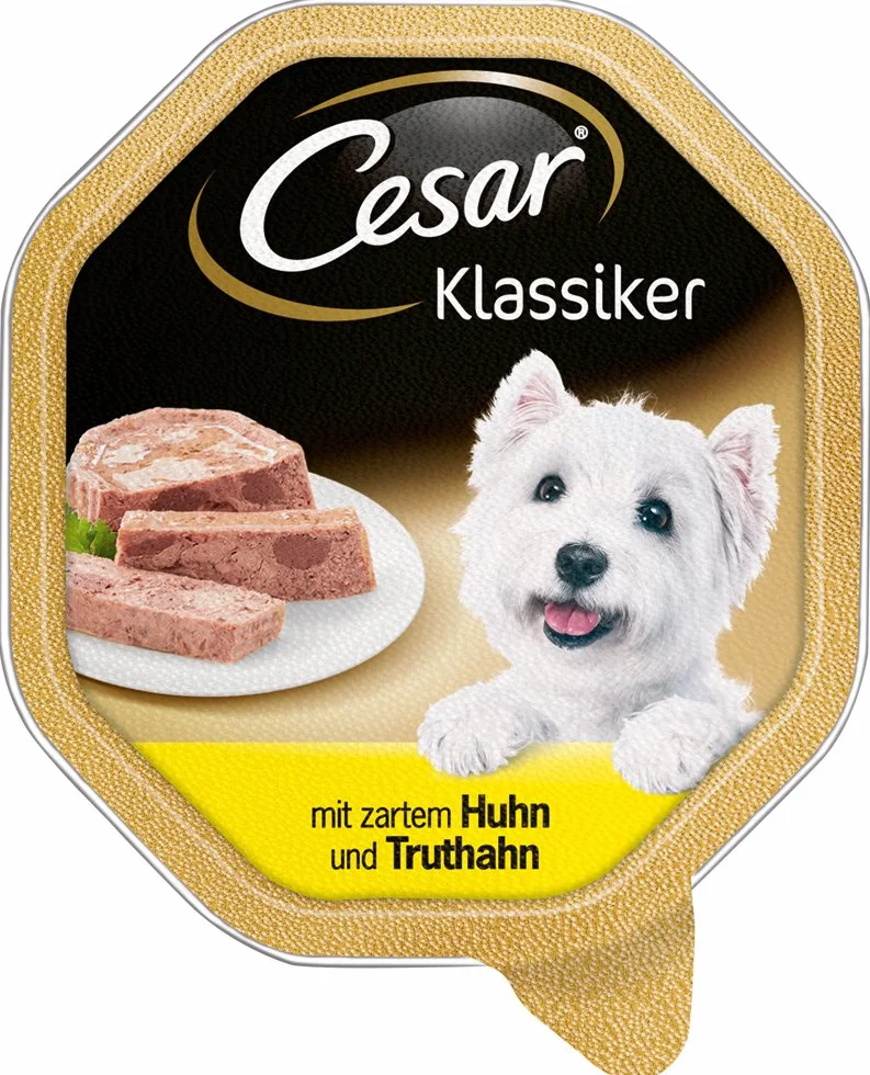Cesar Mokra karma dla psów z kurczakiem i indykiem, 14 miseczek (2 x 150 g)