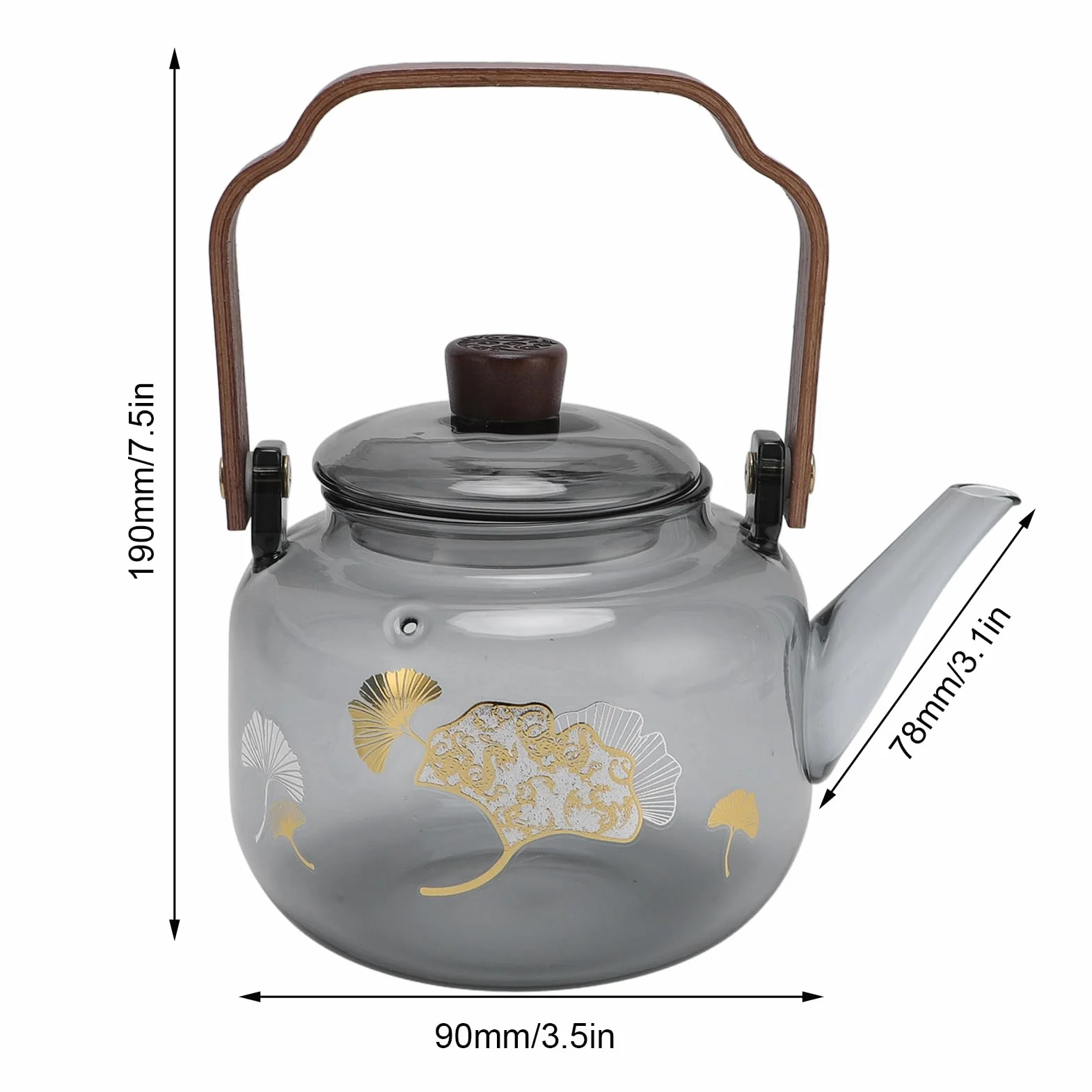 Szklany Czajniczka z Wyjmowanymi Infuzorami 900 Ml Wysoka Borokrzewnik Kuchenna Bezpieczna Herbata Kettle Drewniana Rączka przezroczystą pokrywkę, na luźną herbatę, Kemping Produku