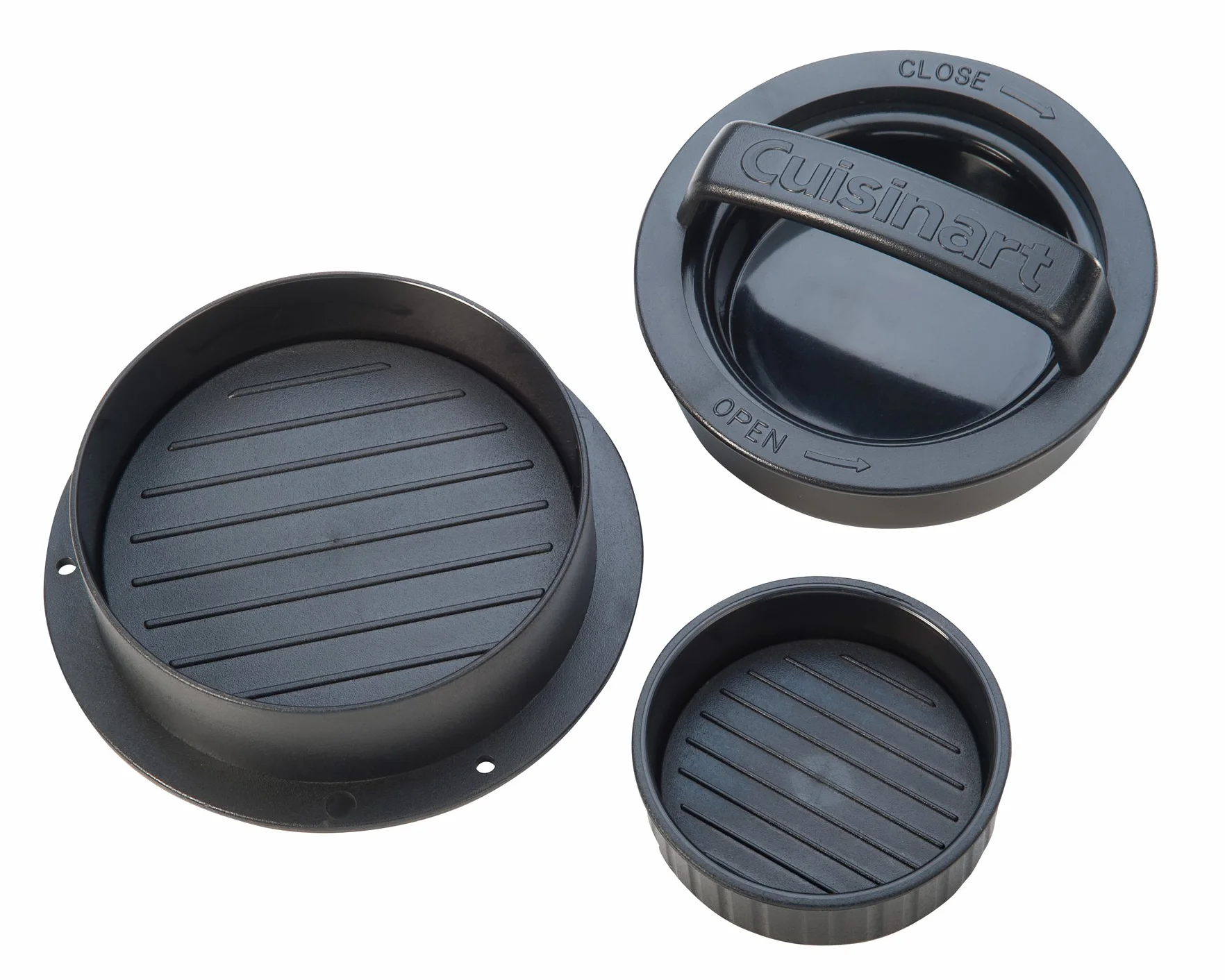 Cuisinart CSBP-100 nieprzywierająca prasa do burgerów 3 w 1, suwaki do grilla 1/4 kg, nadziewane burgery, 1/2 kg, i pasztety 3/4 kg, czarne