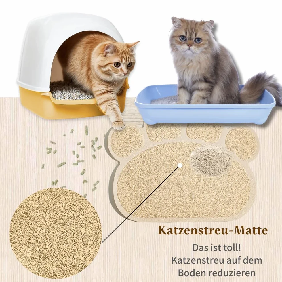 Mata do kuwety dla kotów 40x30 cm wodoodporna antypoślizgowa PVC podkładka pod żwirek beżowa
