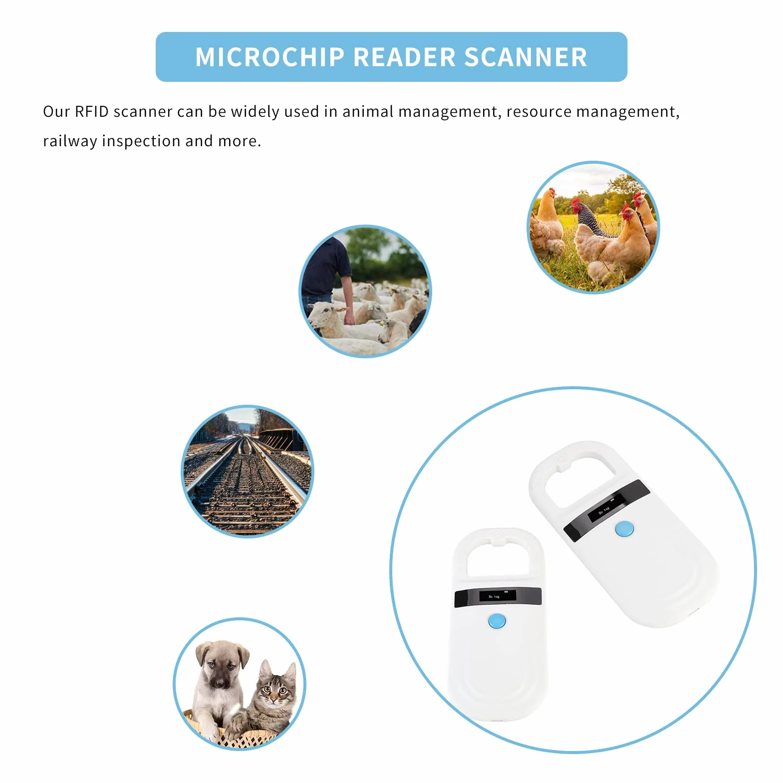 Pet Microchip Scanner, 134,2 Khz / 125 Khz Pet Microchip Reader z Wyświetlaczem OLED, Alarm Niskiego Poziomu Baterii Animal Chip ID Skaner dla FDX B (ISO11784/11785) i EMID