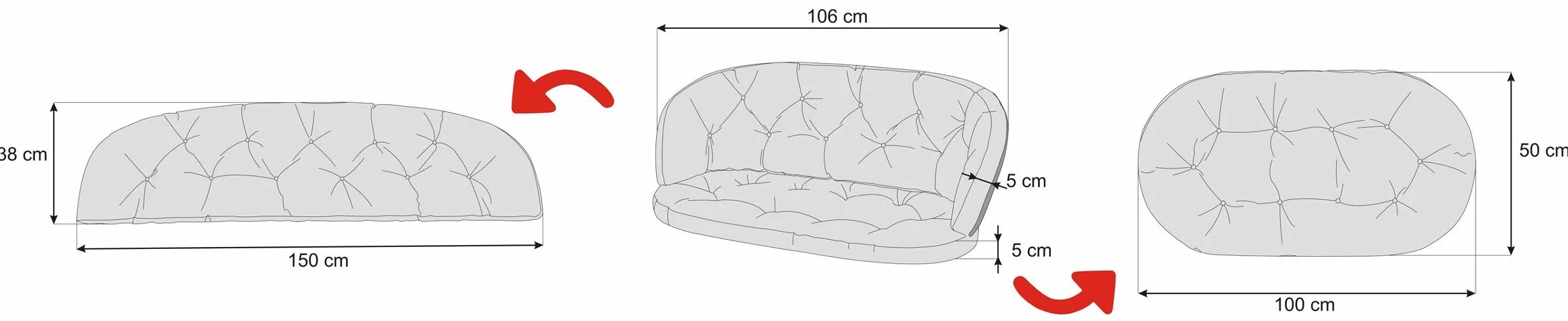 PillowPrim Grupa rattanowa poduszka na sofę, zestaw poduszek rekreacyjnych, poduszka na leżaki, poduszka na sofę, 100 x 50 x 38 cm, kolorowe liście