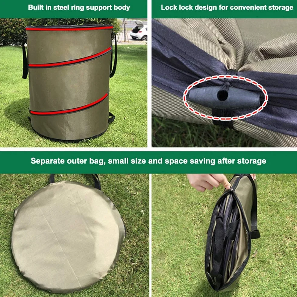 Yumira -up worek ogrodowy, tkanina Oxford, worek na odpady ogrodowe, składany worek na liście z uchwytem do noszenia, odpady ogrodowe, liście, 37,8 l
