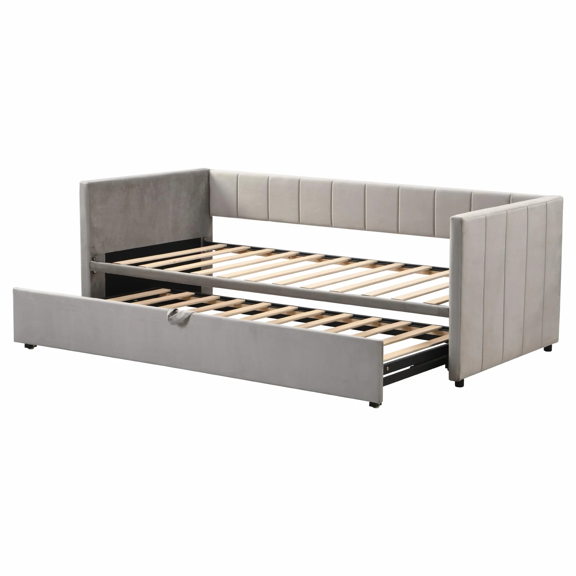 YESGIGA Łóżko tapicerowane, rozkładana sofa do spania 90/180 x 200 cm ze stelażem, łóżko wielofunkcyjne z przyjaznego dla skóry aksamitu (jasnoszare)