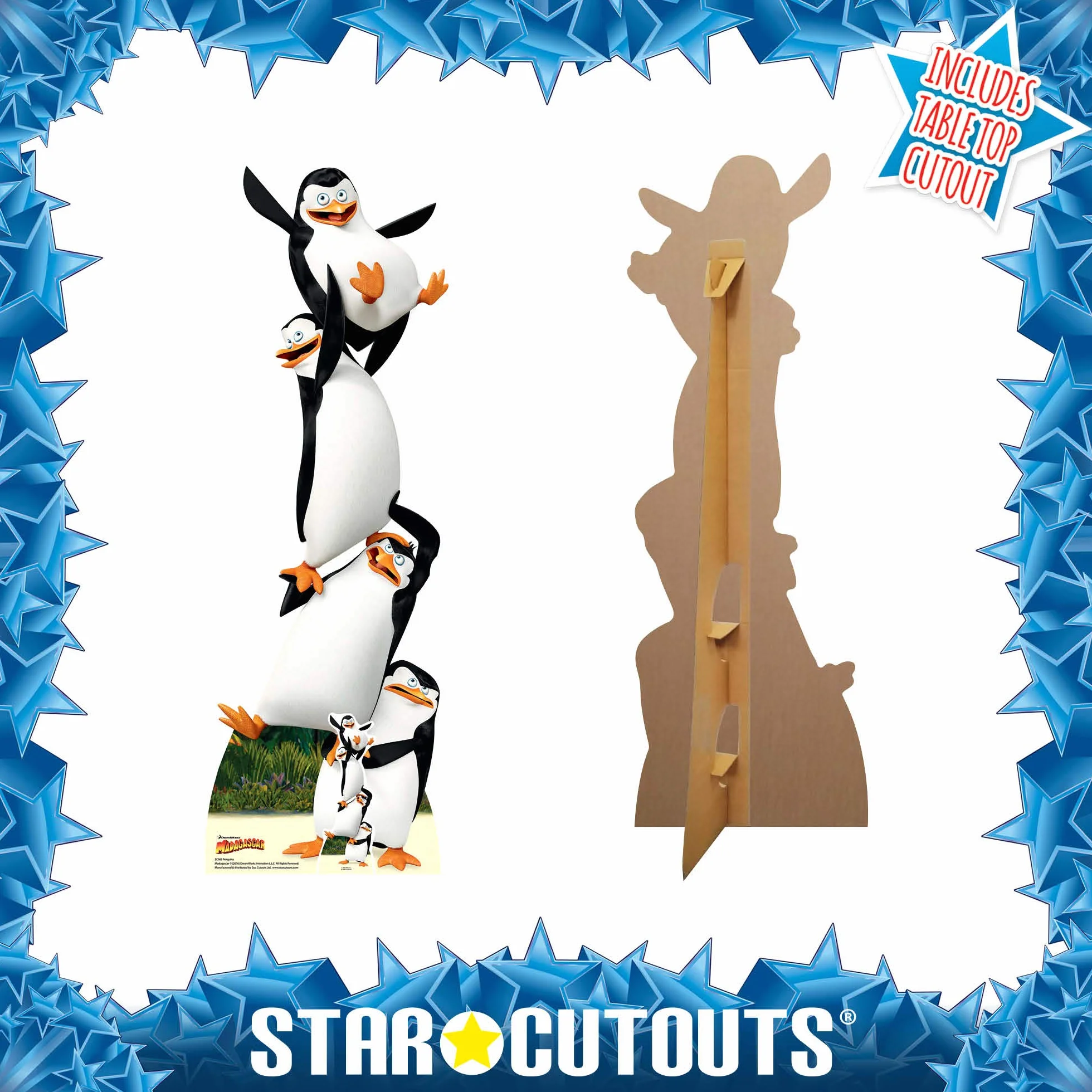 Star Cutouts Ltd SC969 pingwiny Madagaskar Topsy Turvy, karton, wielokolorowy, 160 x 57 x 160 cm