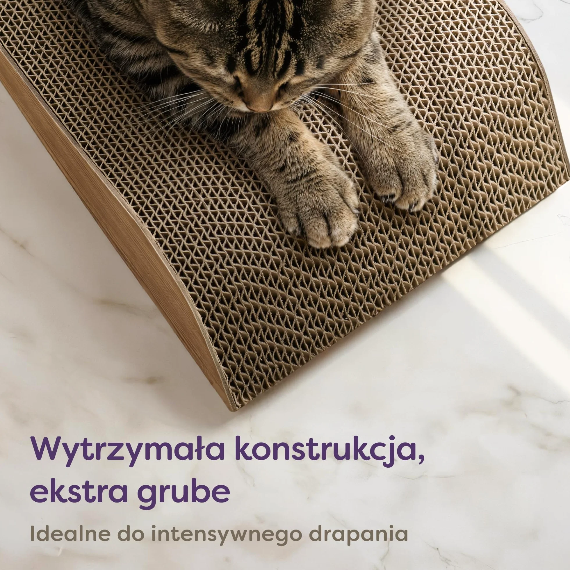 Knupis Drapak dla Kota 3-Częściowy XXL 75 cm – Wytrzymały Karton do Pielęgnacji Pazurów – Do 2 Lat Zabaw – Oszczędza Miejsce – Chroni Kanapy i Meble (Cloud- Brązowy)