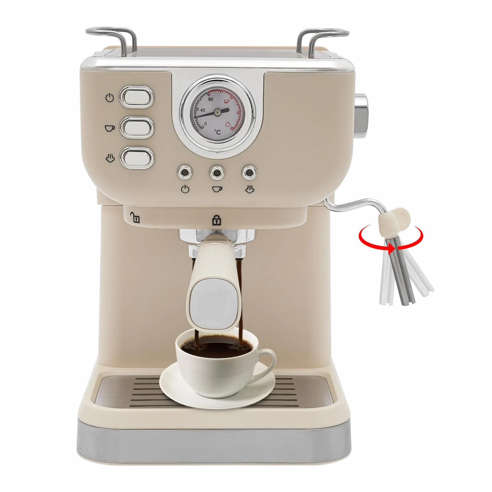 Ekspres do kawy ciśnieniowy, 1050W ekspresy do espresso, 20Bar ekspres do kawy, pojemność zbiornika na wodę 1,5L, zakres temperatur 92℃ ekspres do kawy Barista