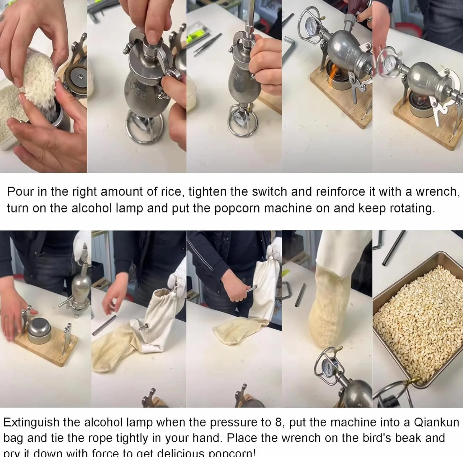 Przenośna maszyna do popcornu, wysokociśnieniowe maszyny do popcornu, chińska maszyna do robienia popcornu na gorące powietrze, mini garnek do popcornu ze stali nierdzewnej, staromodne działo do