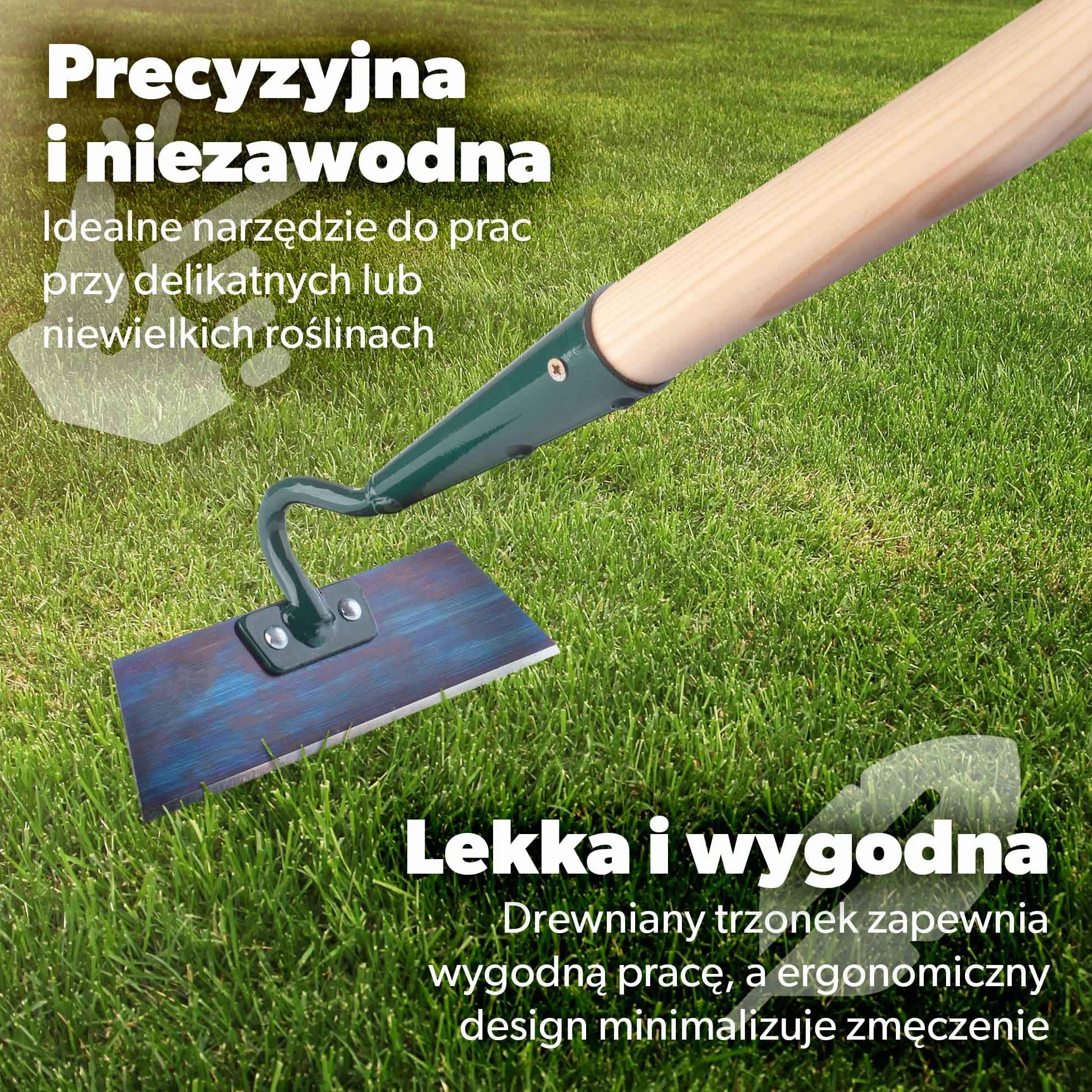 KADAX Motyka ogrodowa 16 cm z drewnianym trzonkiem, metalowe ostrze dla trwałości, pewny chwyt, do spulchniania, napowietrzania i pielenia grządek