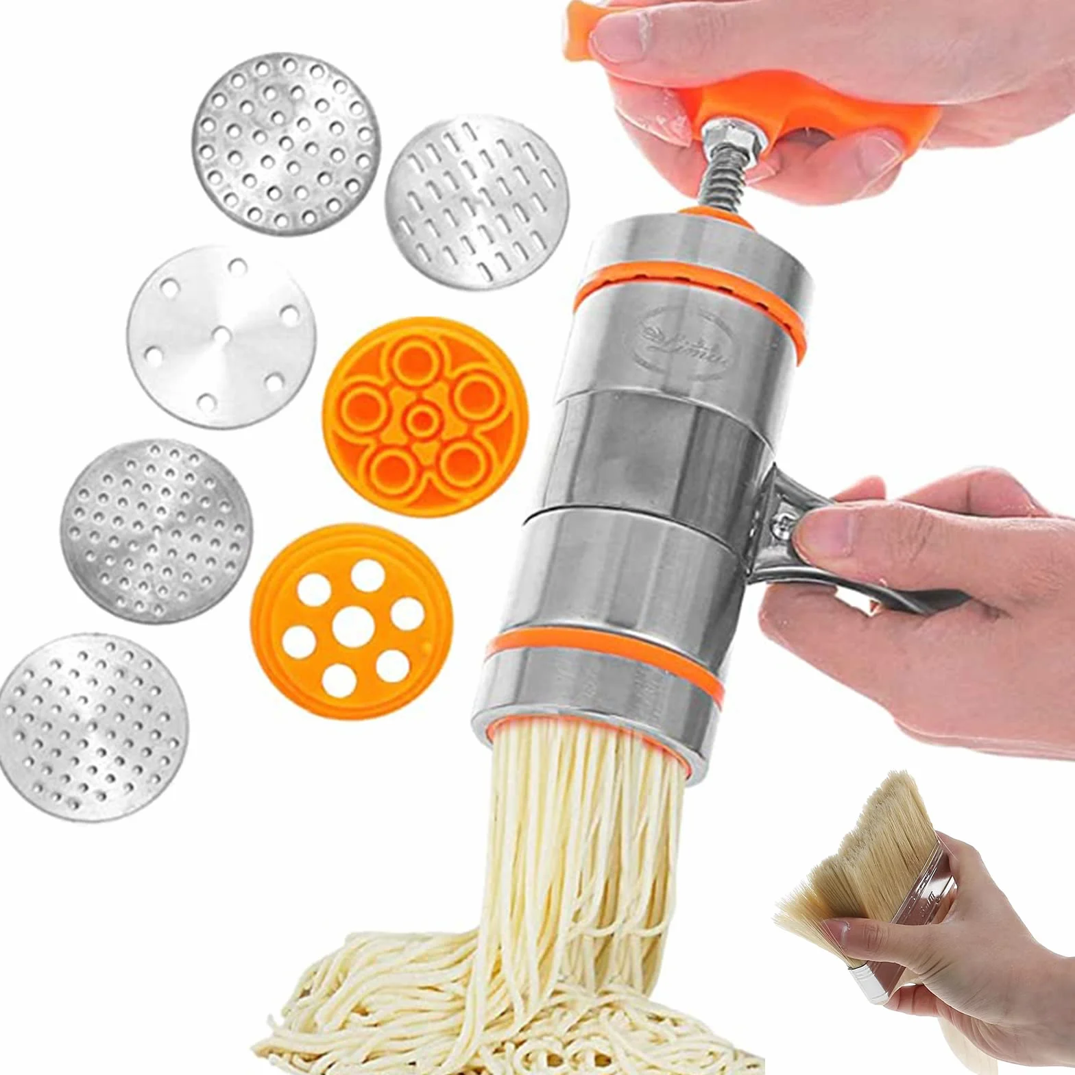 Makaron prasowy ze stali nierdzewnej, mini ręczny makaron, mini ręczna maszyna do makaronu, domowej roboty makaron, do świeżych, lasagne, wałków do ciasta, krajalnicy z 7 foremkami