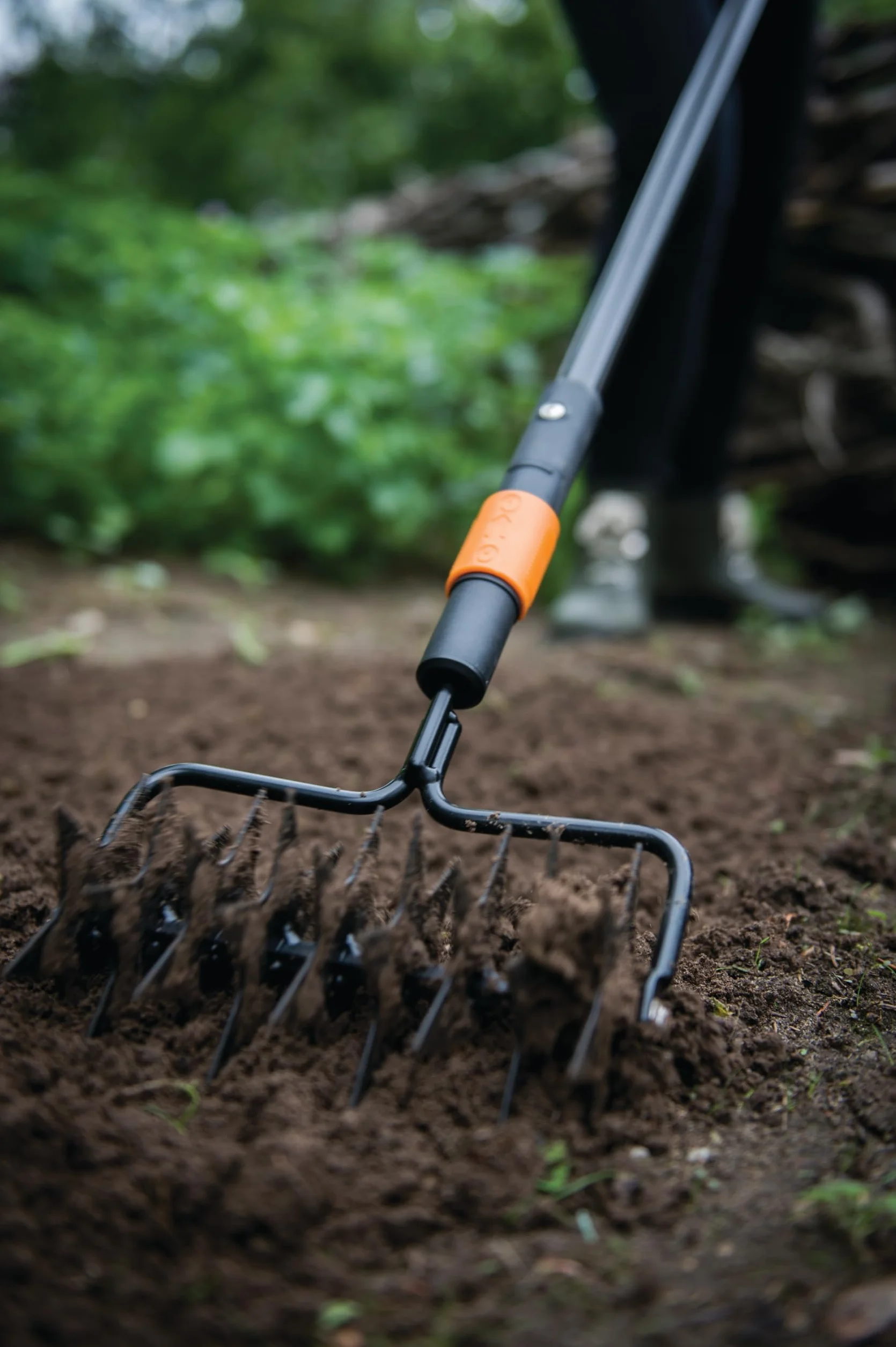 Fiskars Aerator obrotowy, Głowica, Szerokość: 20,5 cm, stal, Czarno-pomarańczowy, QuikFit, 1000689