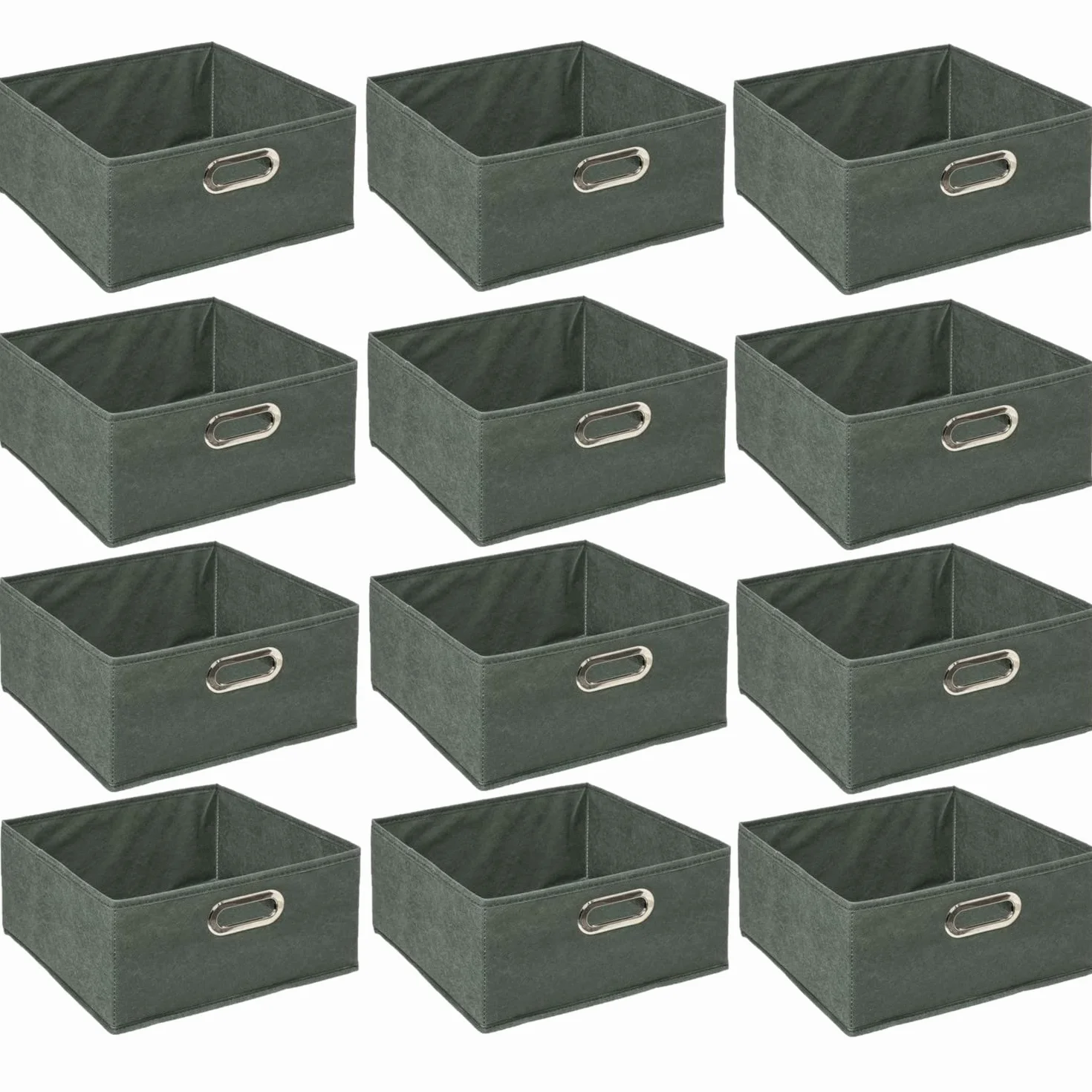 Toilinux.com Zestaw 12 pudełek do przechowywania tkanin szer.31 x h. 15 cm - Khaki zielony