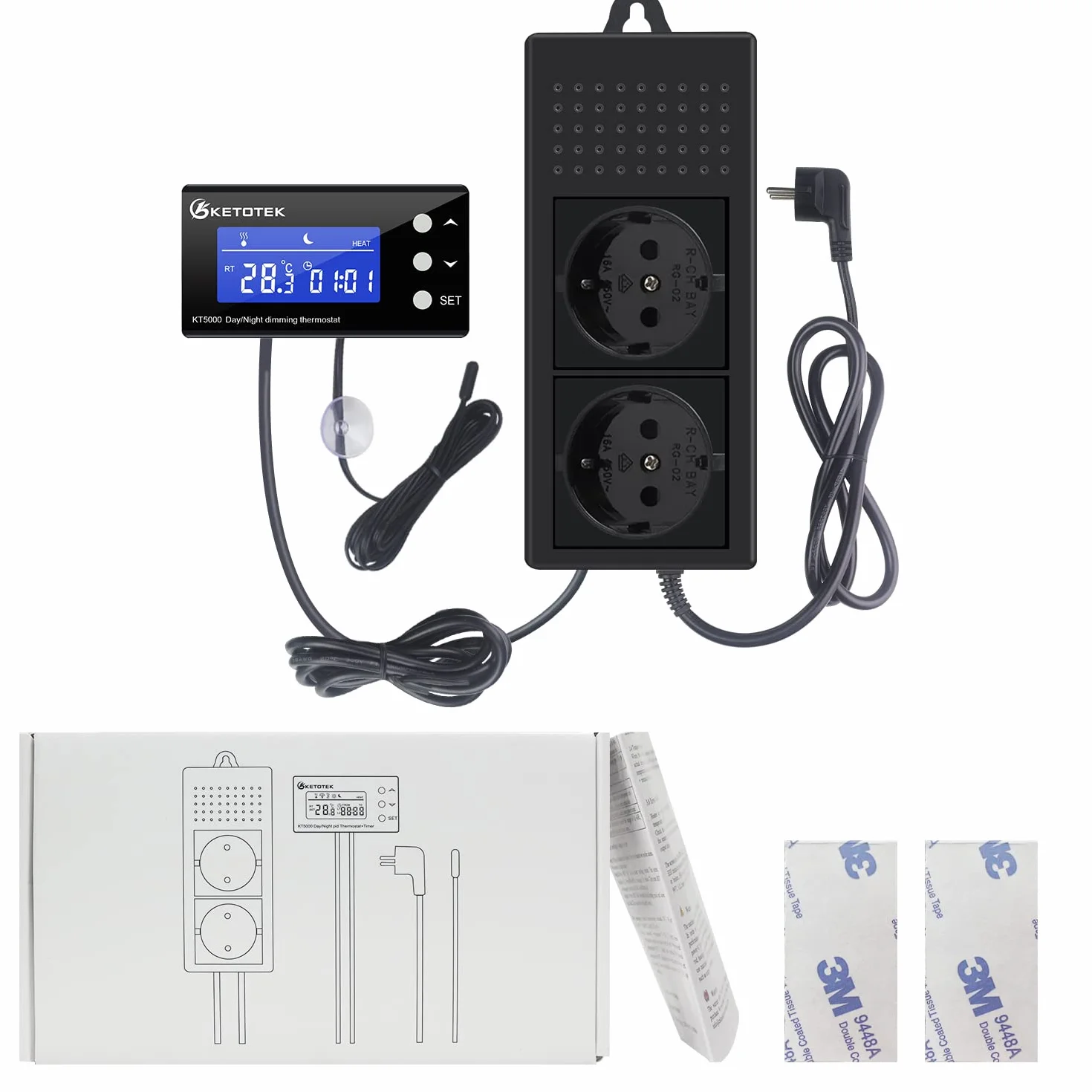 KETOTEK Termostat Ściemniający, Cyfrowy Regulator Temperatury 220 V Do Akwarium, Szklarni, Lampa Grzewcza