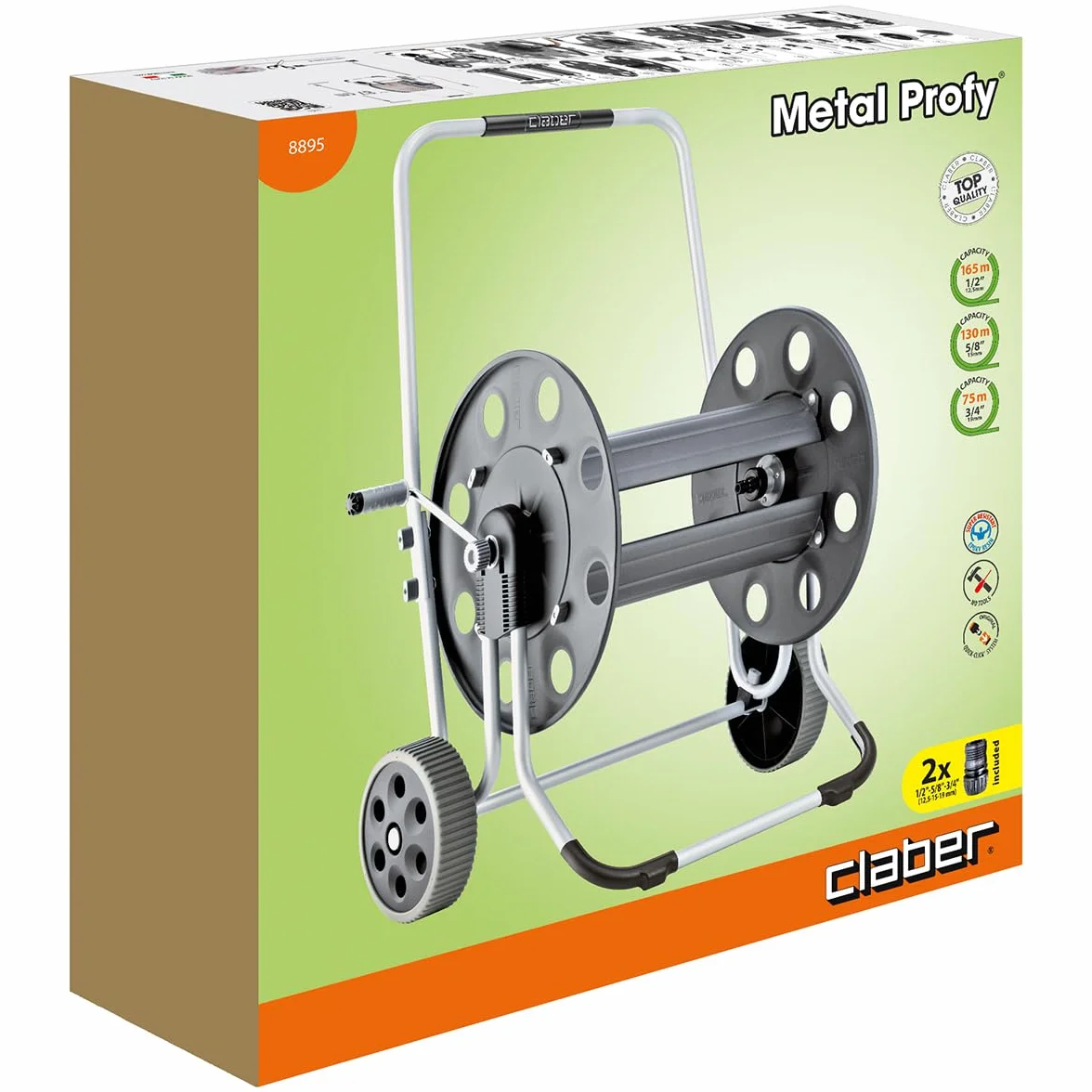 Claber 77310. – 30 8895 metalprofy, bęben na wąż ogrodowy, 165 m