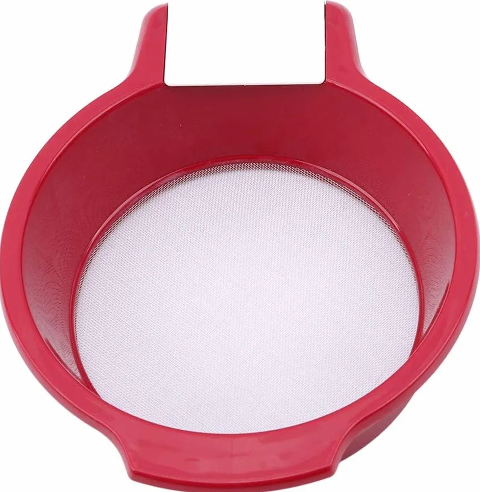 ProLeo Sitko do mąki, plastikowe, drobne oczka, z gratisowym skrobakiem, bardzo drobnoziarniste, czerwone sitko, średnica 20 cm