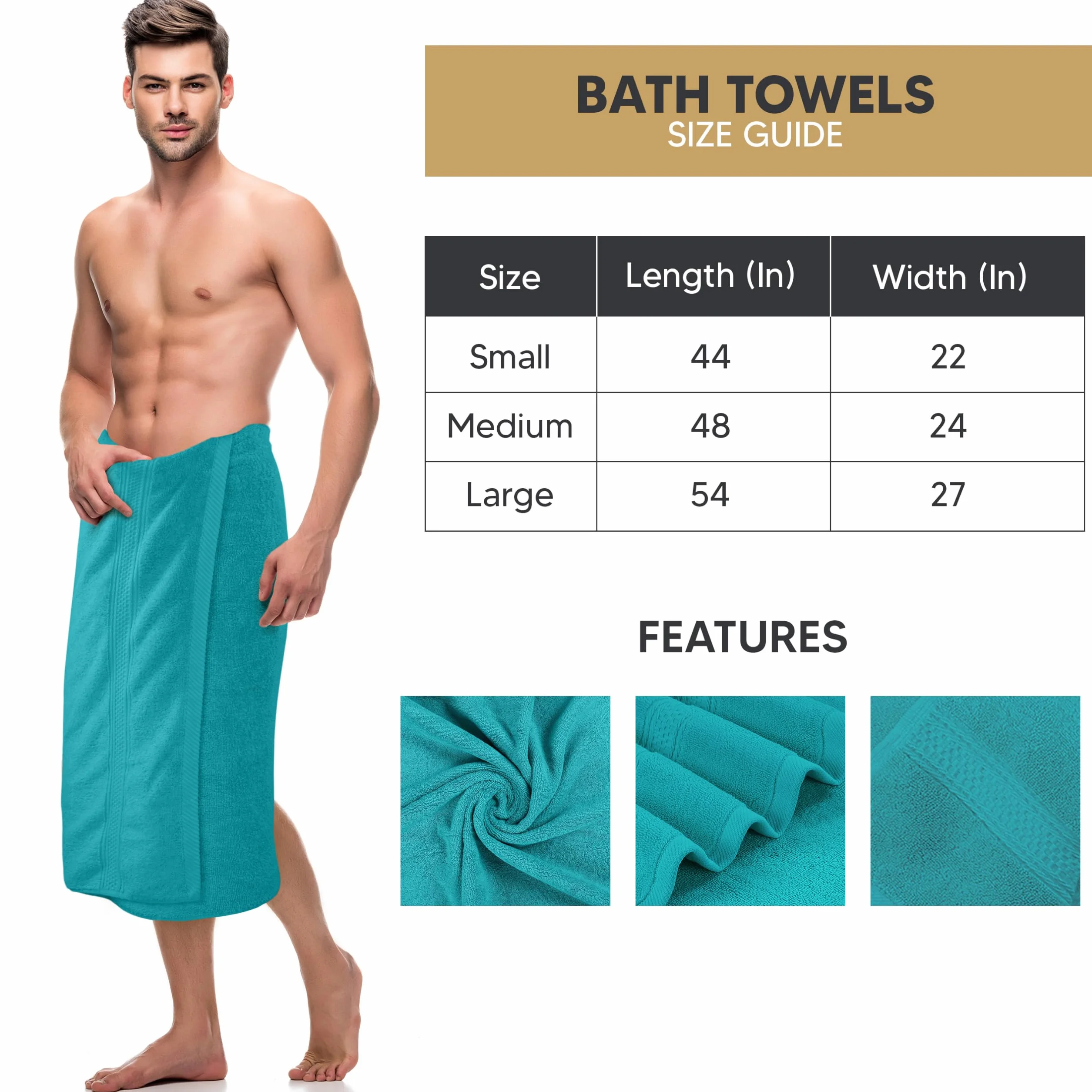 Utopia Towels - 4-częściowy zestaw ręczników kąpielowych (69 x 137 cm) Szybkoschnące, miękkie w dotyku ręczniki Premium ze 100% bawełny ring-spun, idealne do codziennego użytku (turkus)